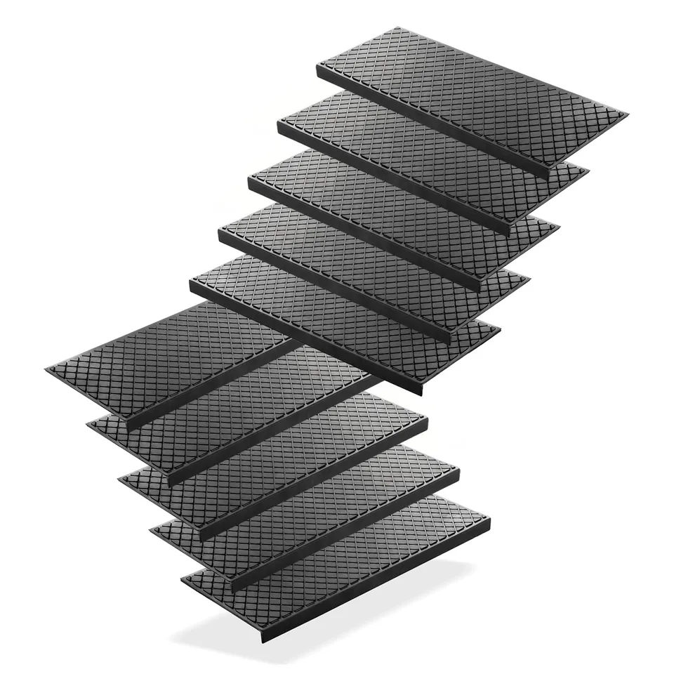 BigDean Haushalt & Alltag Stufenmatten Gummi 75x25cm Karo 10 Stück