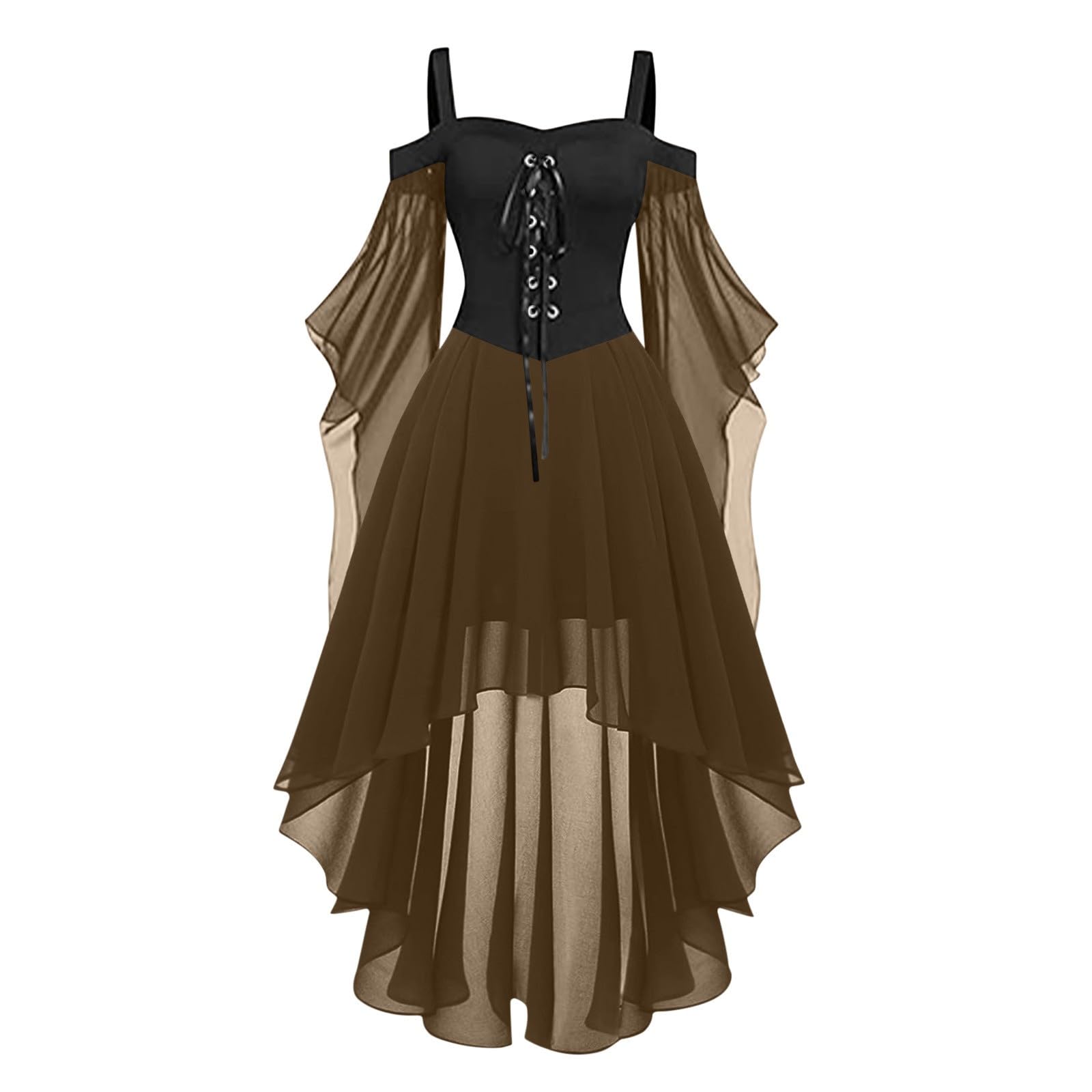 Luadnysin Dresses Halloween Kleid Gothic Schulterfrei Schwarz