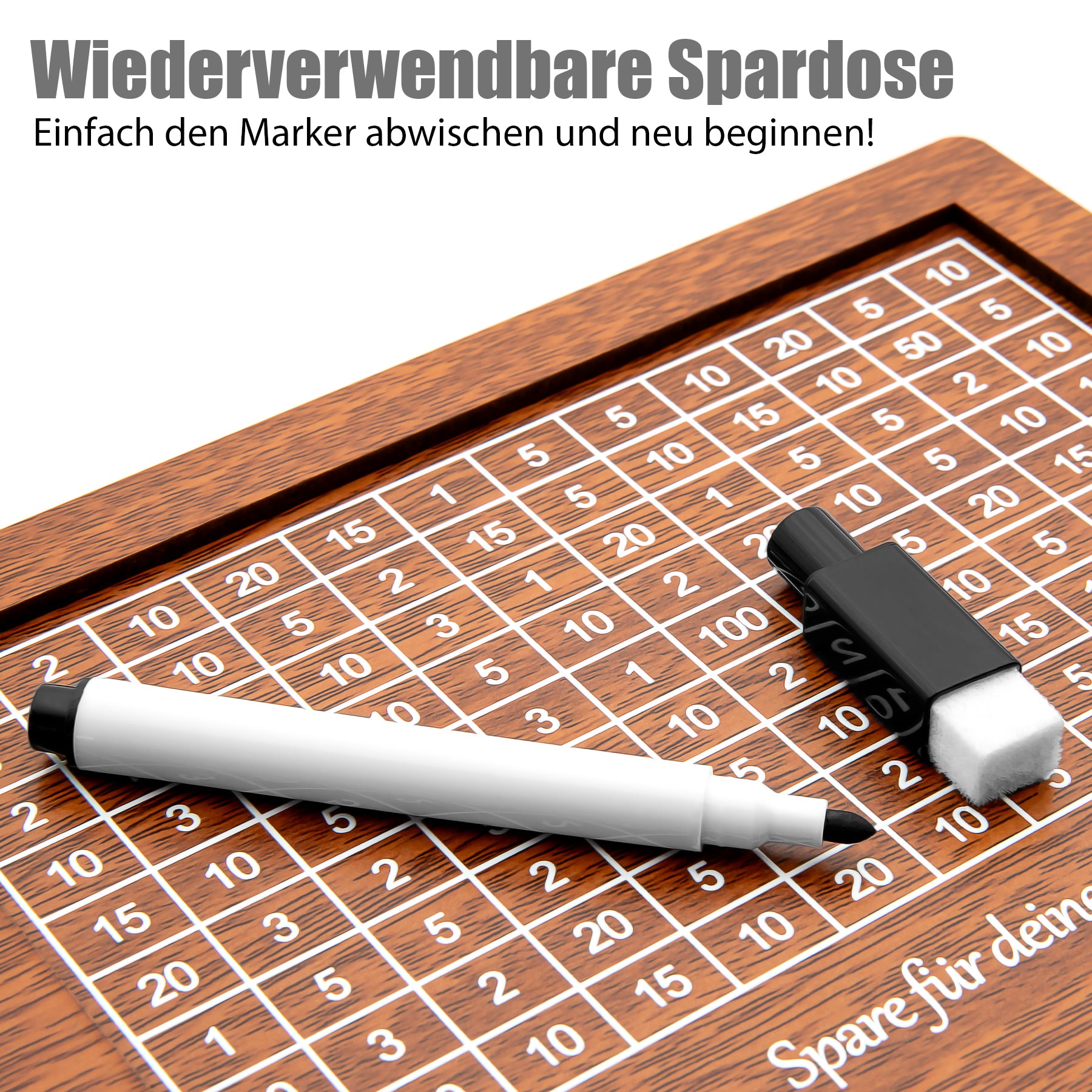 BigDean Aufbewahrung Spardose Holz 3000 Euro wiederverwendbar
