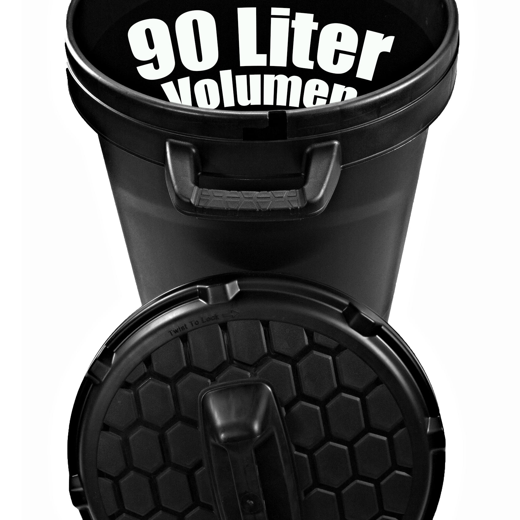 BigDean Allzwecktonne 90 Liter schwarz mit Deckel XL