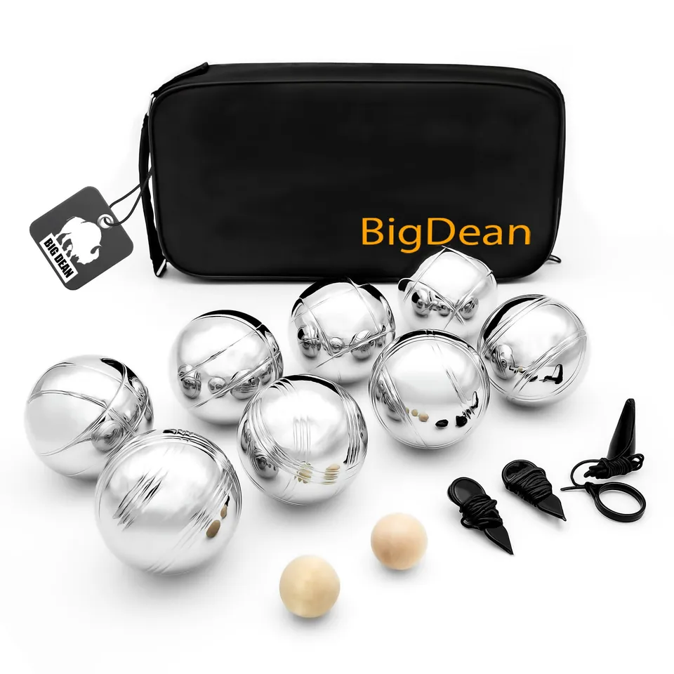 BigDean Boule Set 8 Kugeln verchromt silber mit Tasche
