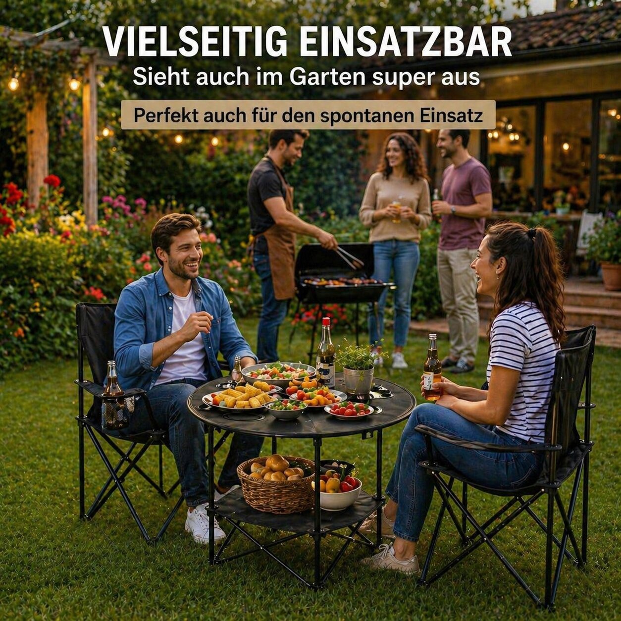 BigDean Garten Camping Set 2x Stuhl Tisch klappbar Outdoor