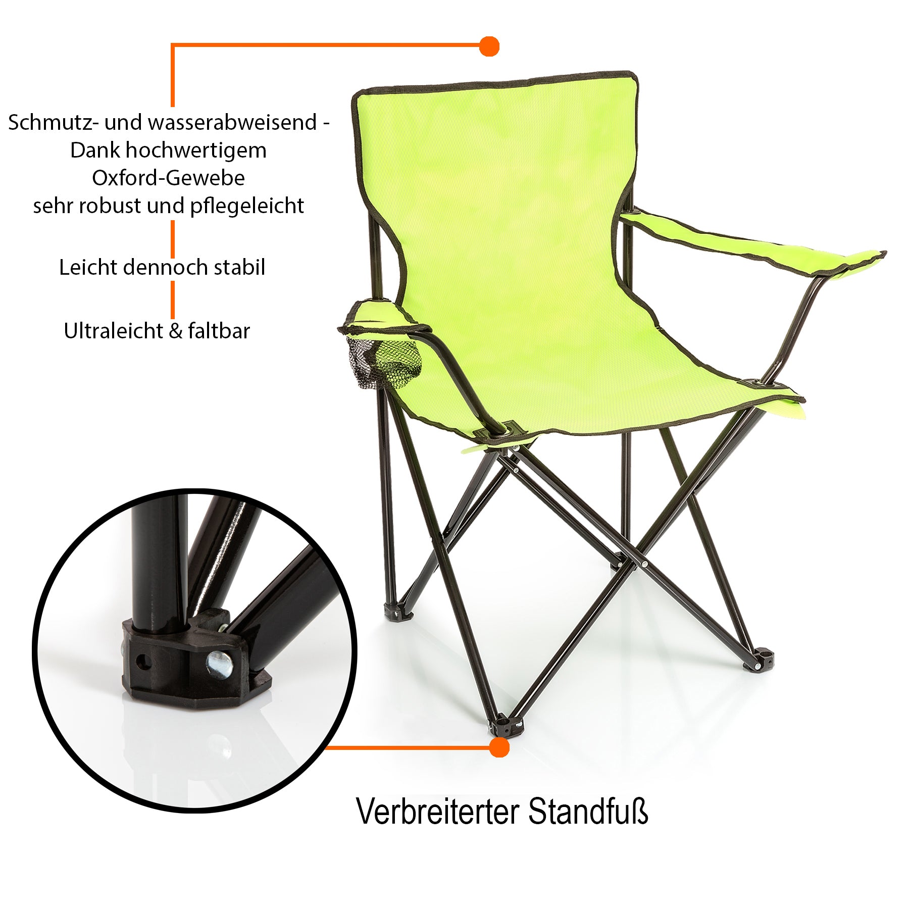 BigDean Campingstuhl mit Campingtisch faltbar grün 2er