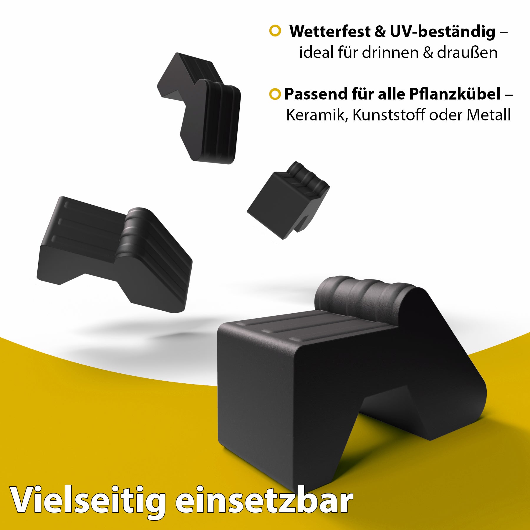 BigDean Blumentopf-Füßchen Anthrazit 16 Stück Untersetzer