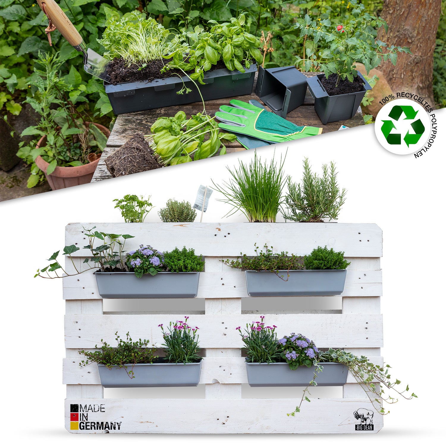 BigDean Garten & Außenbereich Blumenkasten 12er Set 37cm Grau