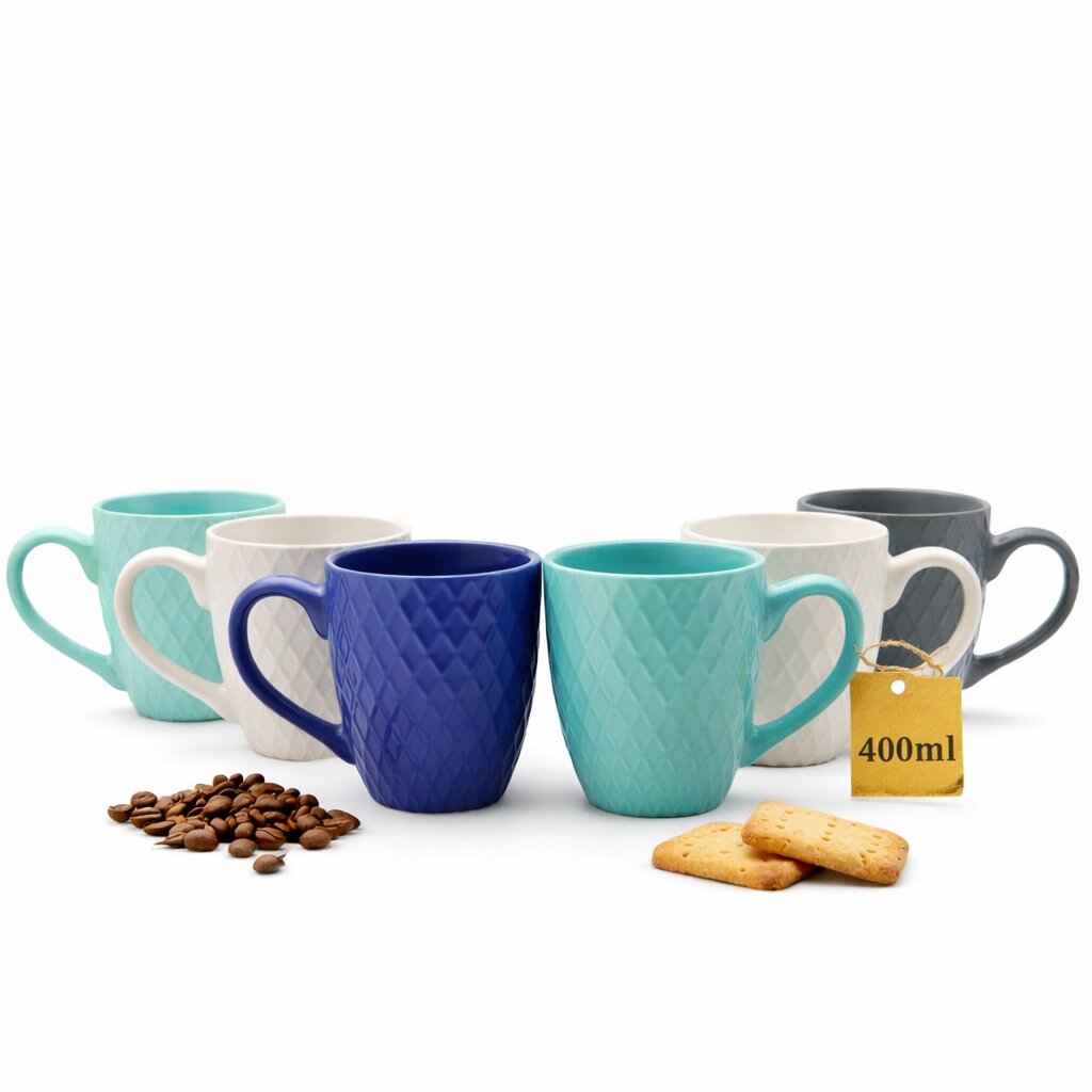 BigDean Kaffeebecher 400ml matt 6er-Set Steingut Tassen
