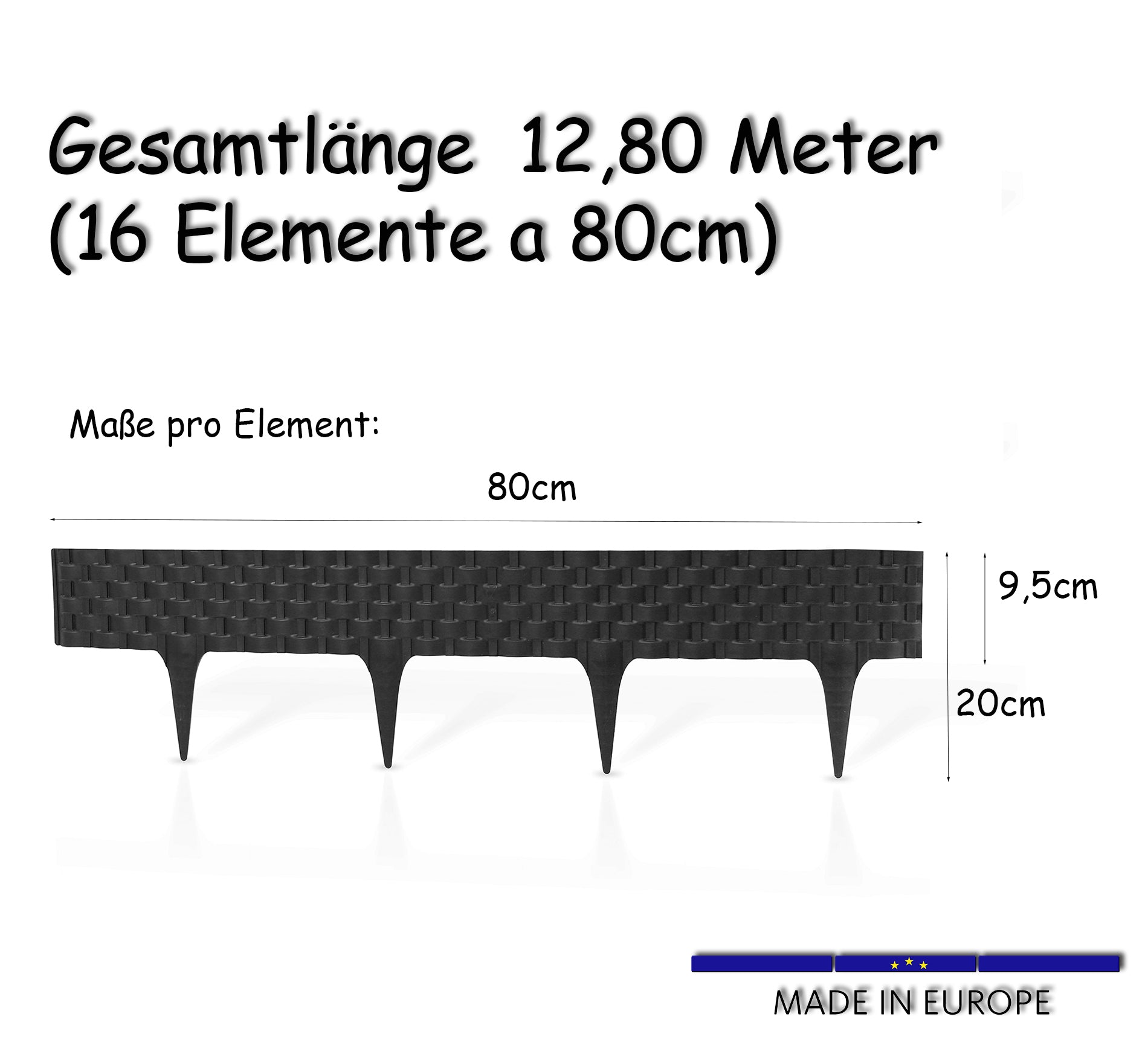 BigDean Rasenkante 12,8m Rattan Beeteinfassung 16-teilig