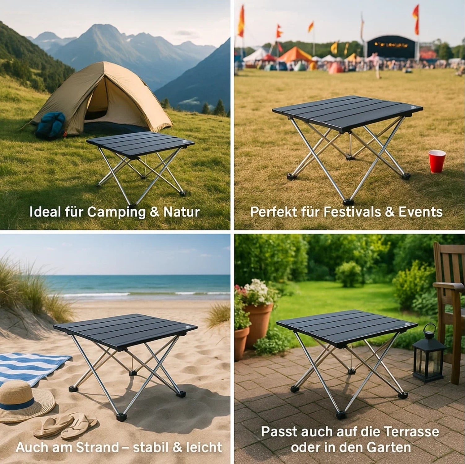 BigDean Campingtisch klein faltbar Aluminium ultraleicht