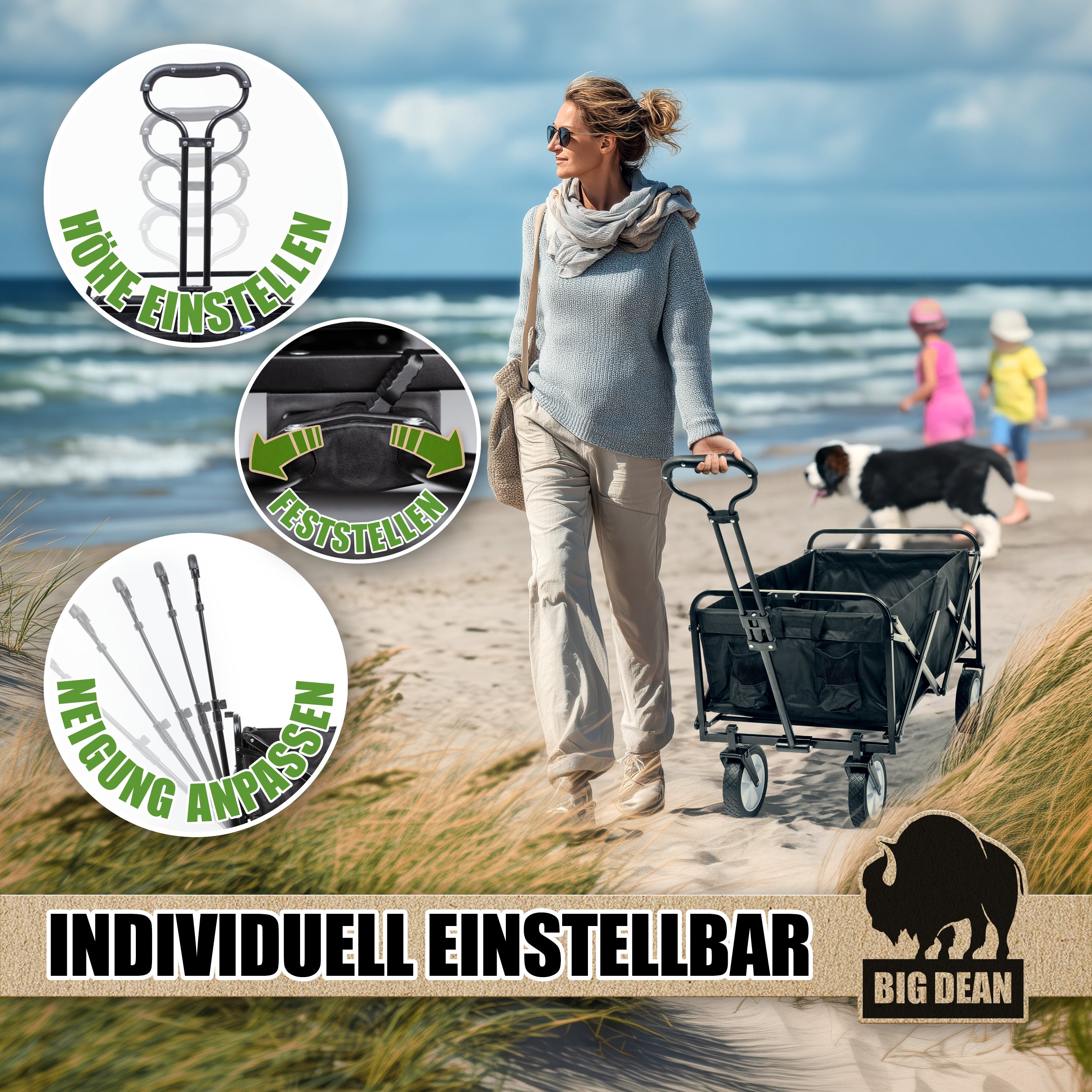 BigDean Garten Bollerwagen faltbar 105L 100 kg belastbar