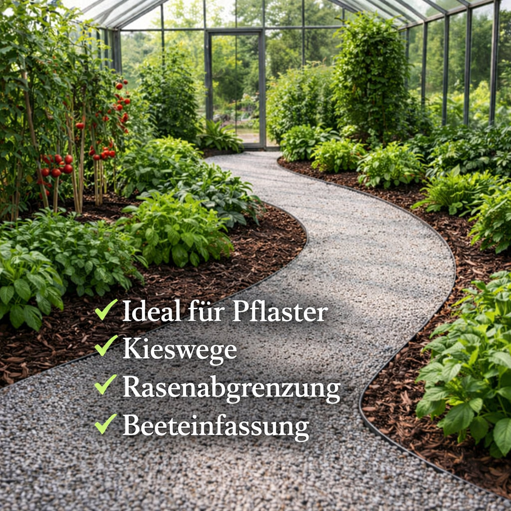 BigDean Rasenkante 10m x 6cm Komplettset mit Erdnägeln