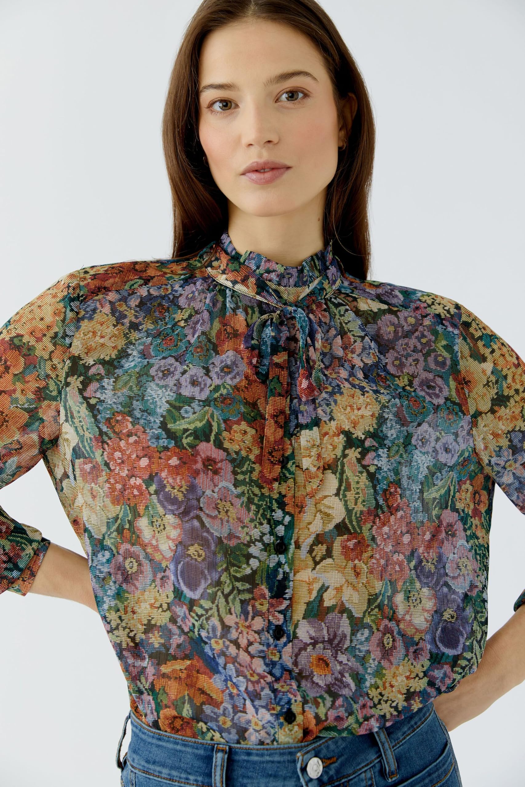 OUI Bluse Floral Gobelinprint gerade Damen