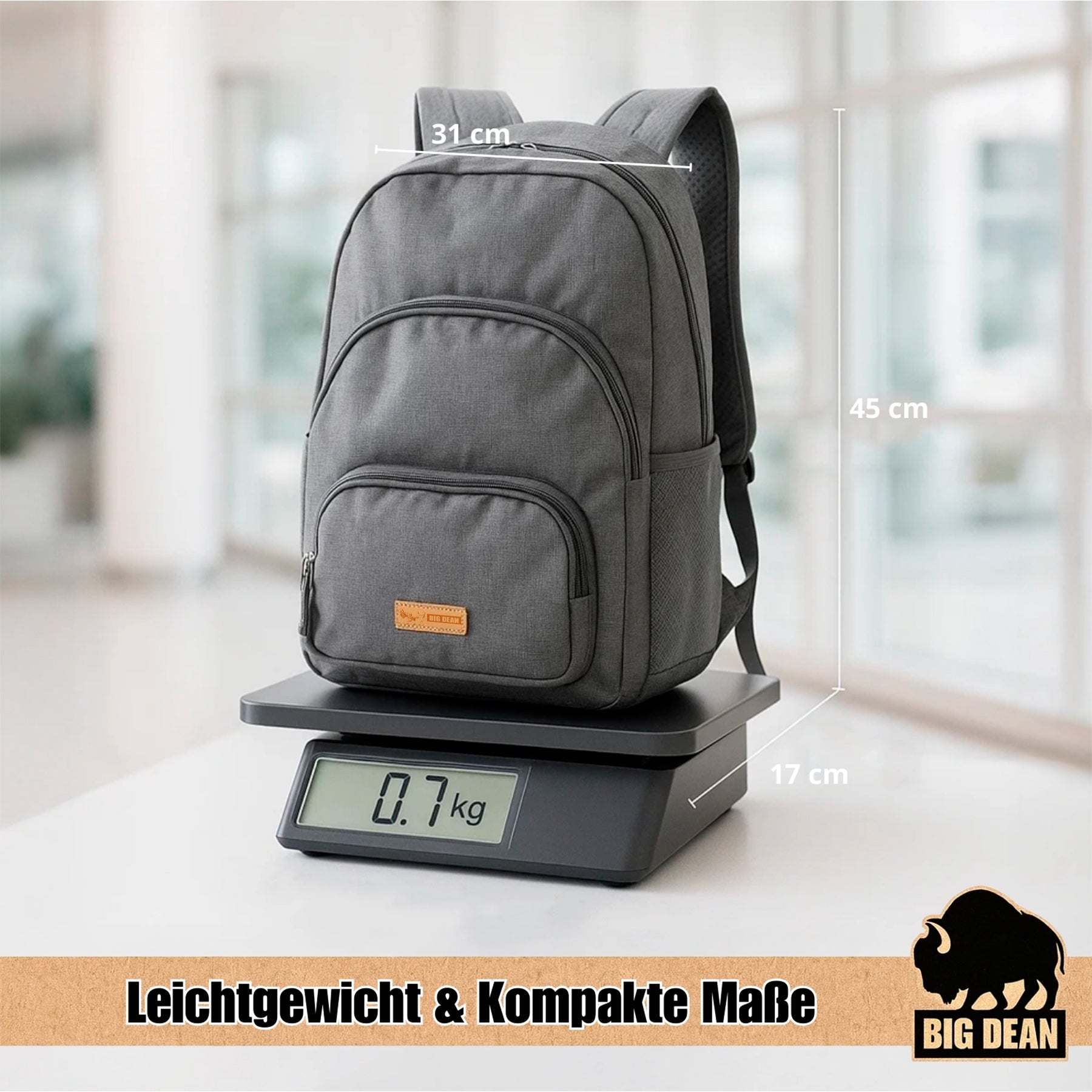 BigDean Handgepäck Rucksack 22L 15,6 Zoll schwarz