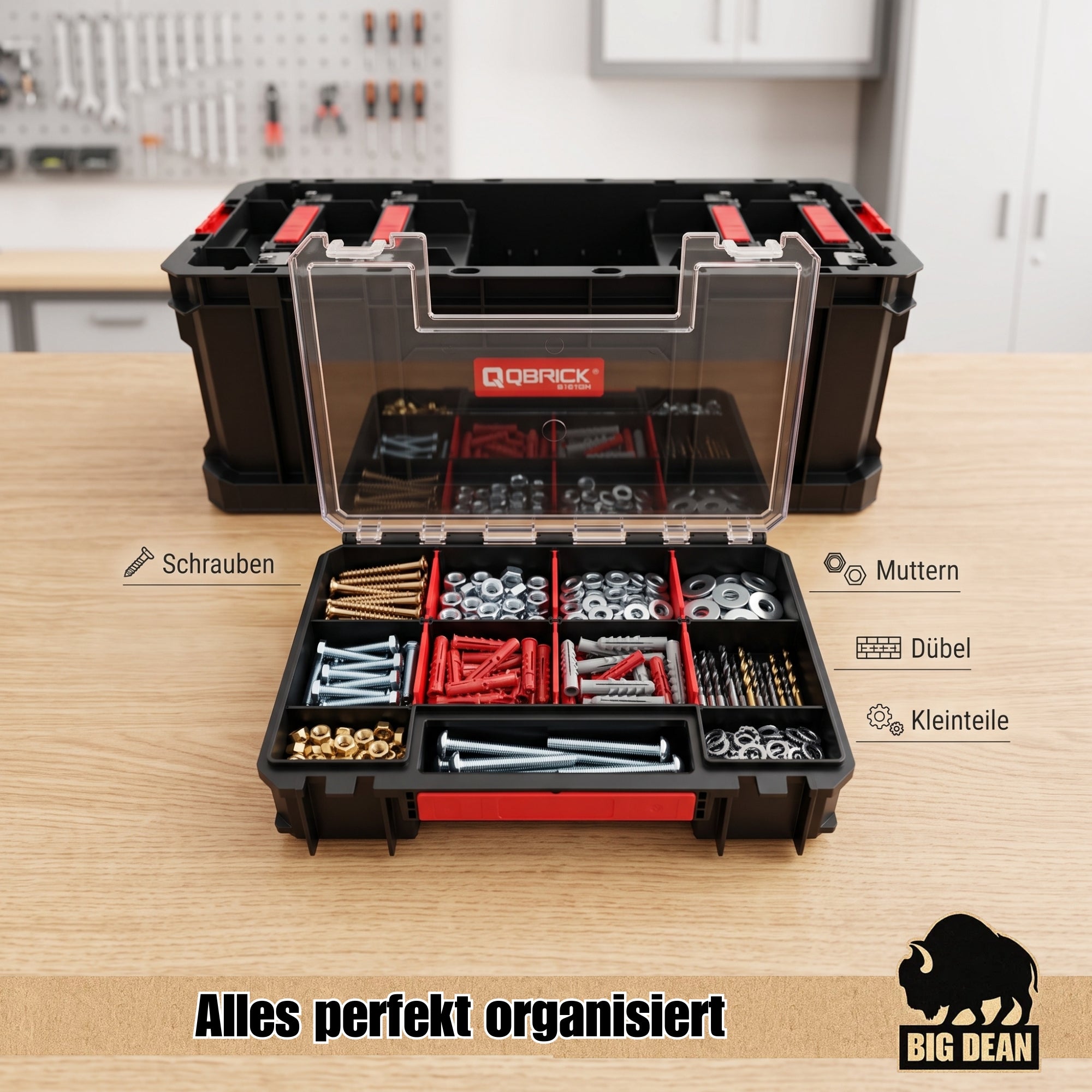 BigDean Qbrick System TWO Box 200 Werkzeugbox mit 6 Organizern
