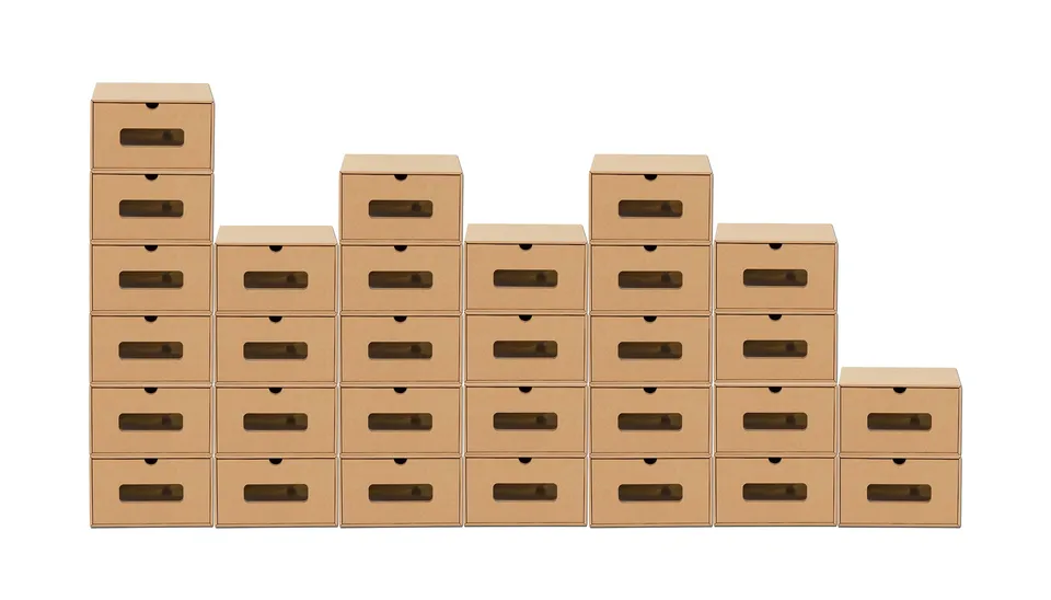 BigDean Haushalt Schuhbox Sichtfenster Schublade 30er Set Pappe