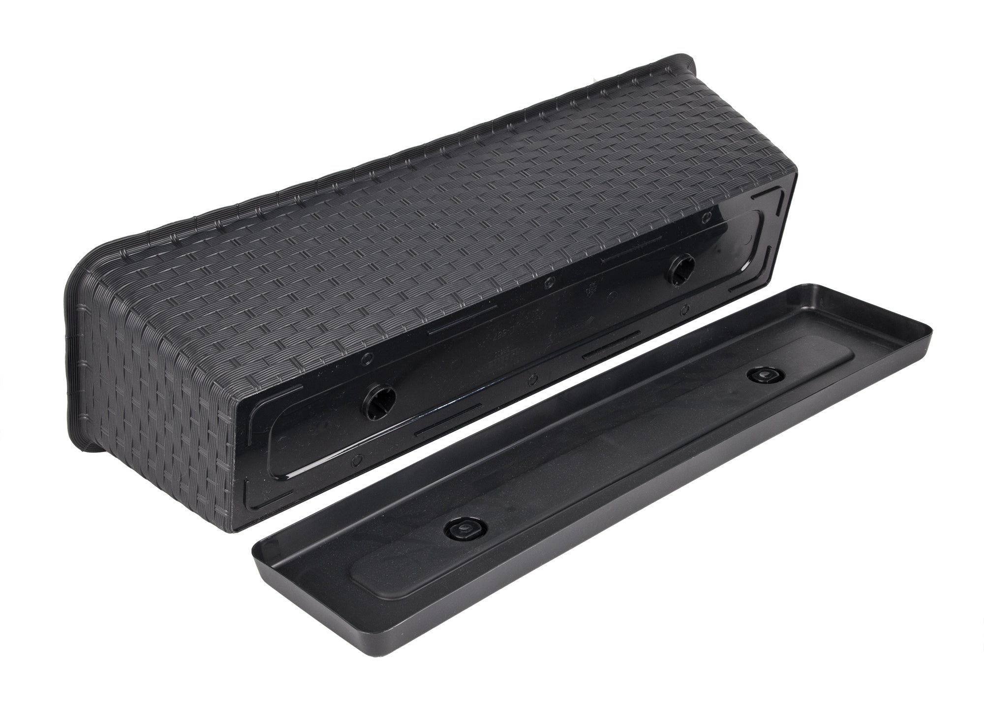 BigDean Blumenkasten 60 cm anthrazit Rattan-Optik mit Untersetzer