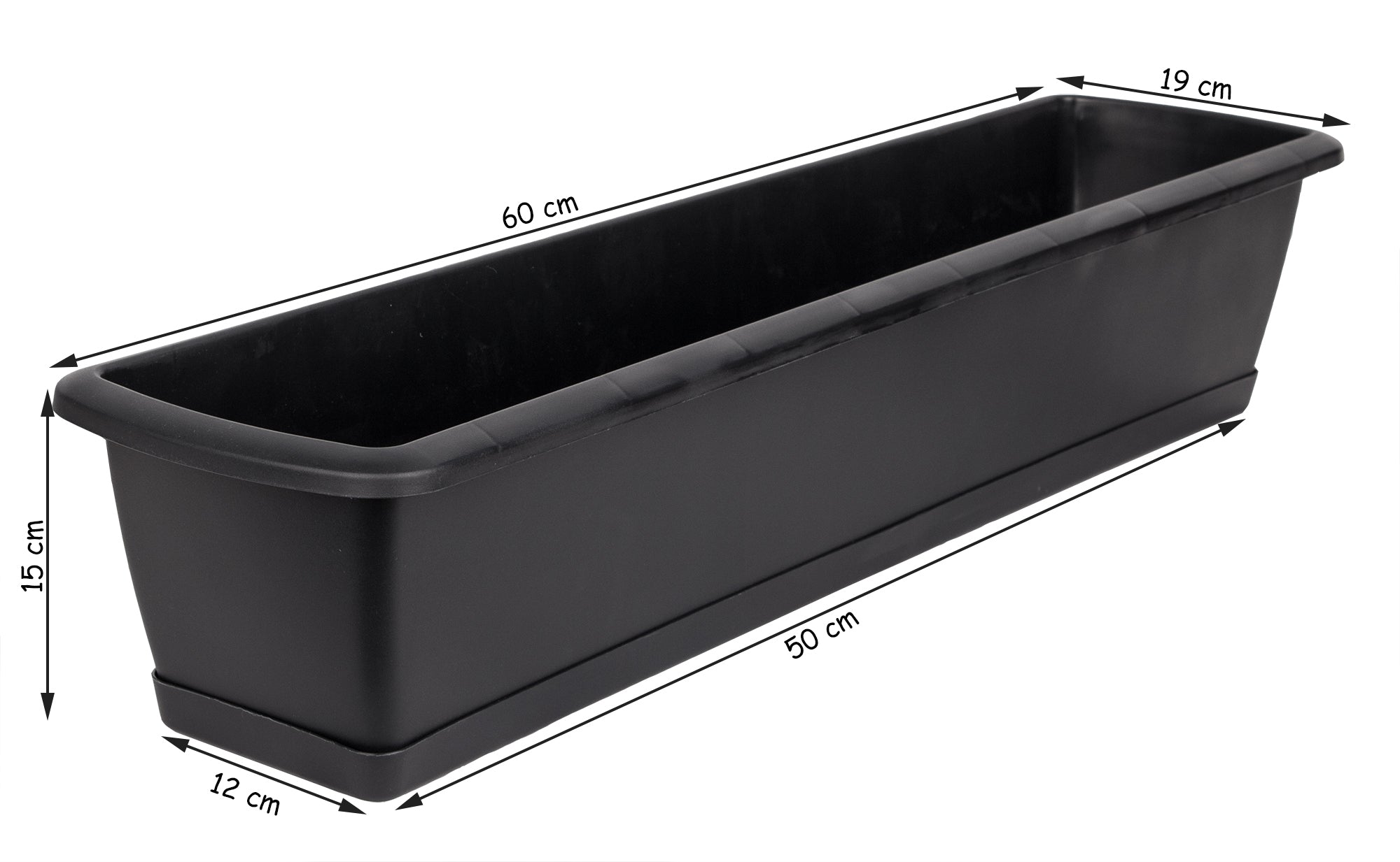 BigDean Garten Blumenkasten 60cm anthrazit mit Untersetzer
