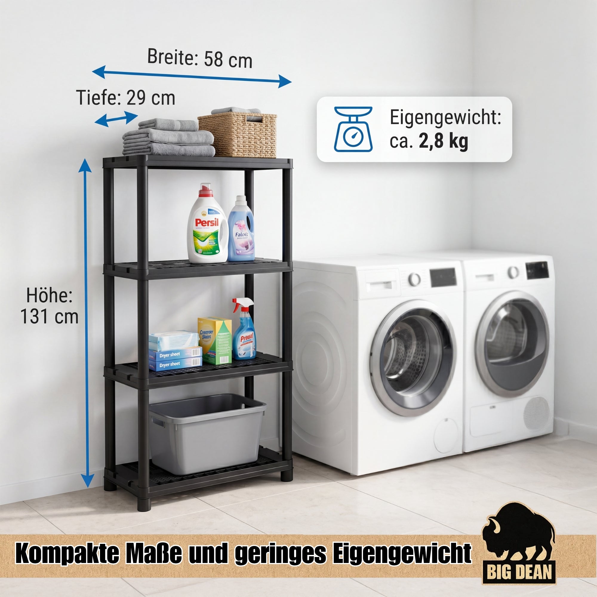 BigDean Aufbewahrung 2x Schwerlastregal 131cm 120kg 4 Böden