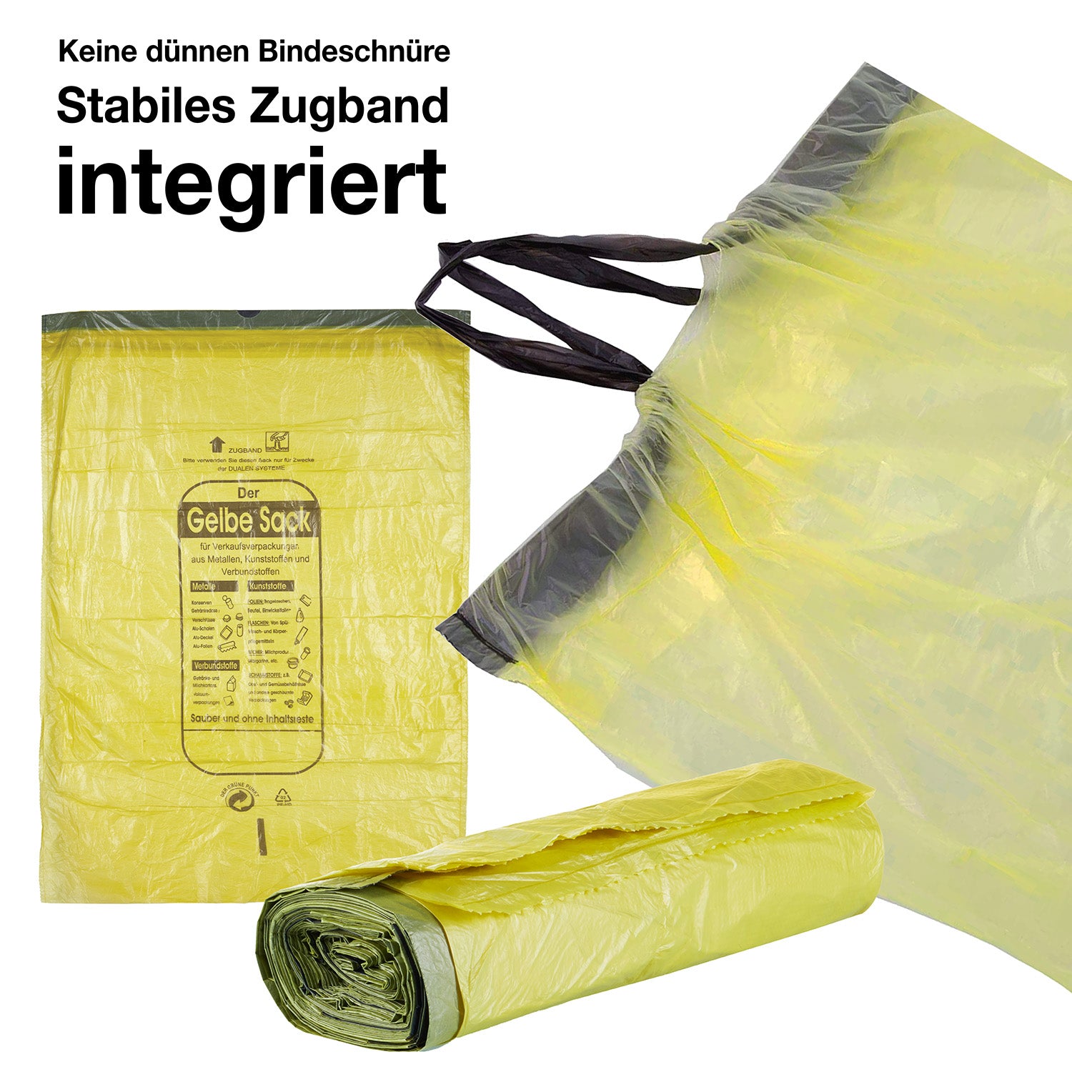BigDean Gelber Sack 90L 130 Stück 10 Rollen mit Zugband
