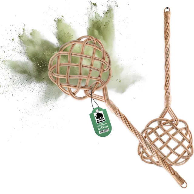 BigDean Teppichklopfer Rattan Handgefertigt 2er Set