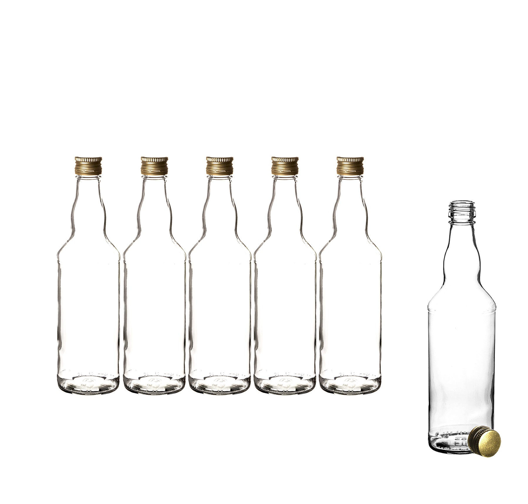 BigDean Küche & Vorrat Glasflasche 500ml Gold 6er Set