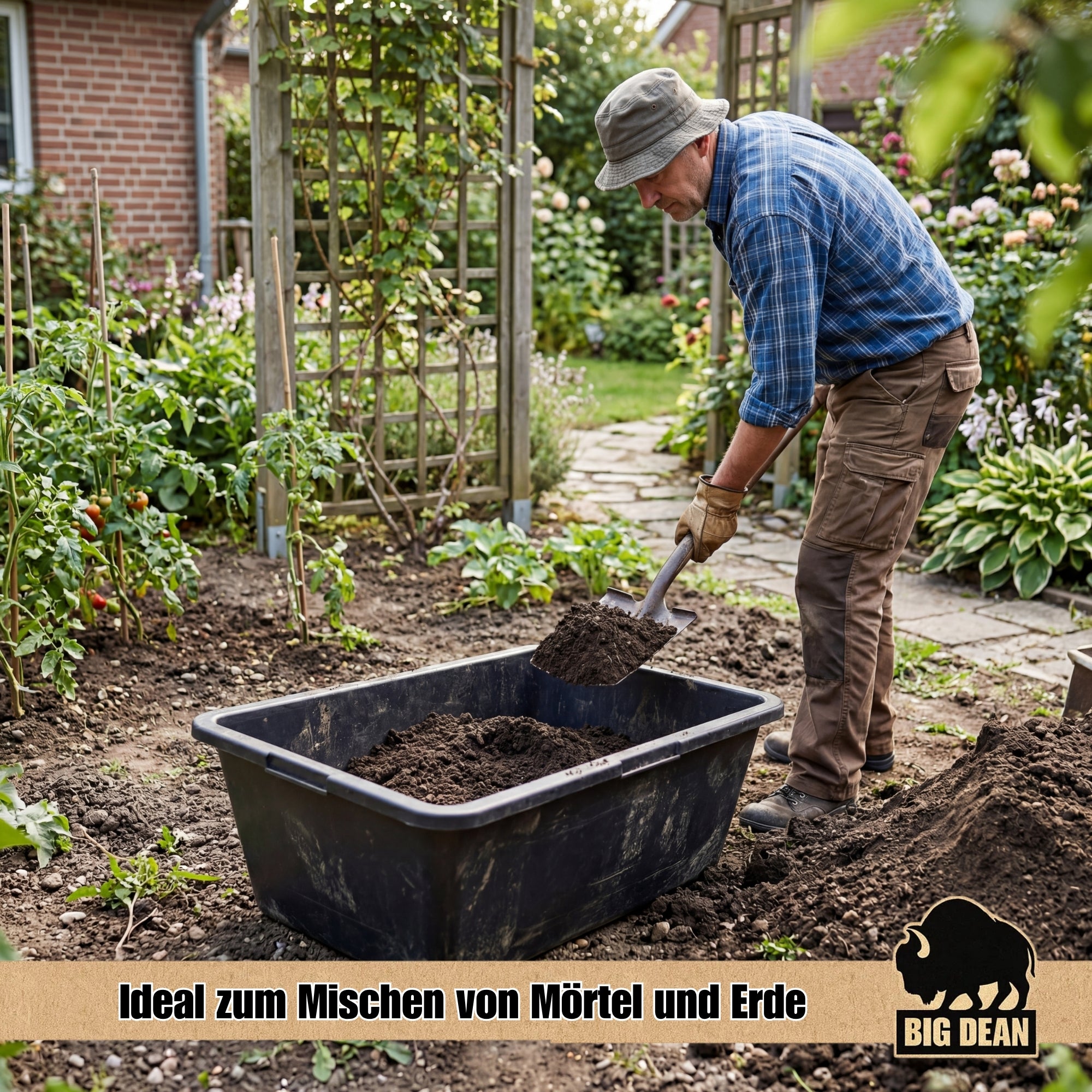 BigDean Mörtelwanne 80L eckig 78x47x30 3 Stück stabil