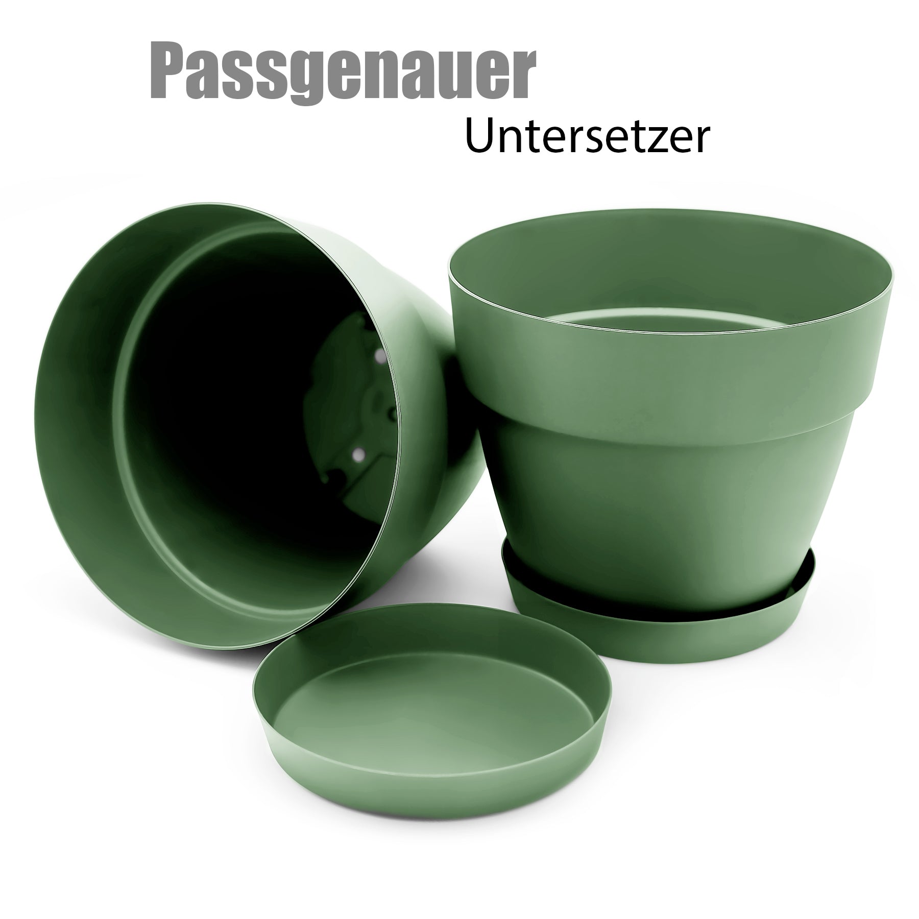 BigDean Garten Blumentopf olivgrün 47 cm 3 Stück Untersetzer