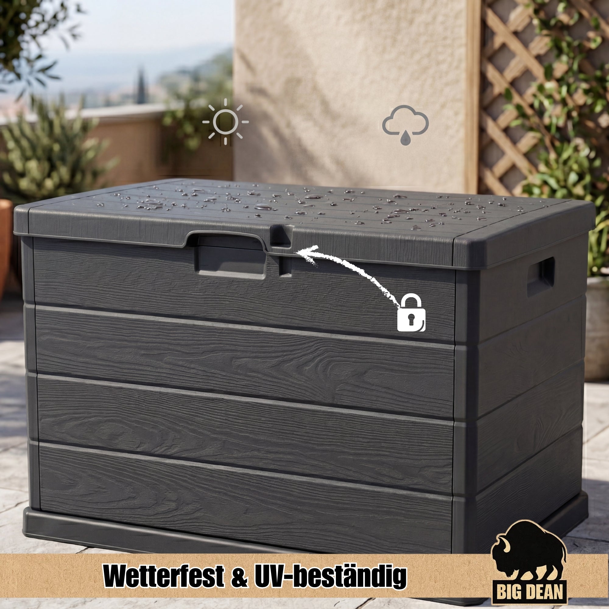 BigDean Aufbewahrung Gartenbox 78x55x52 cm 170L abschließbar