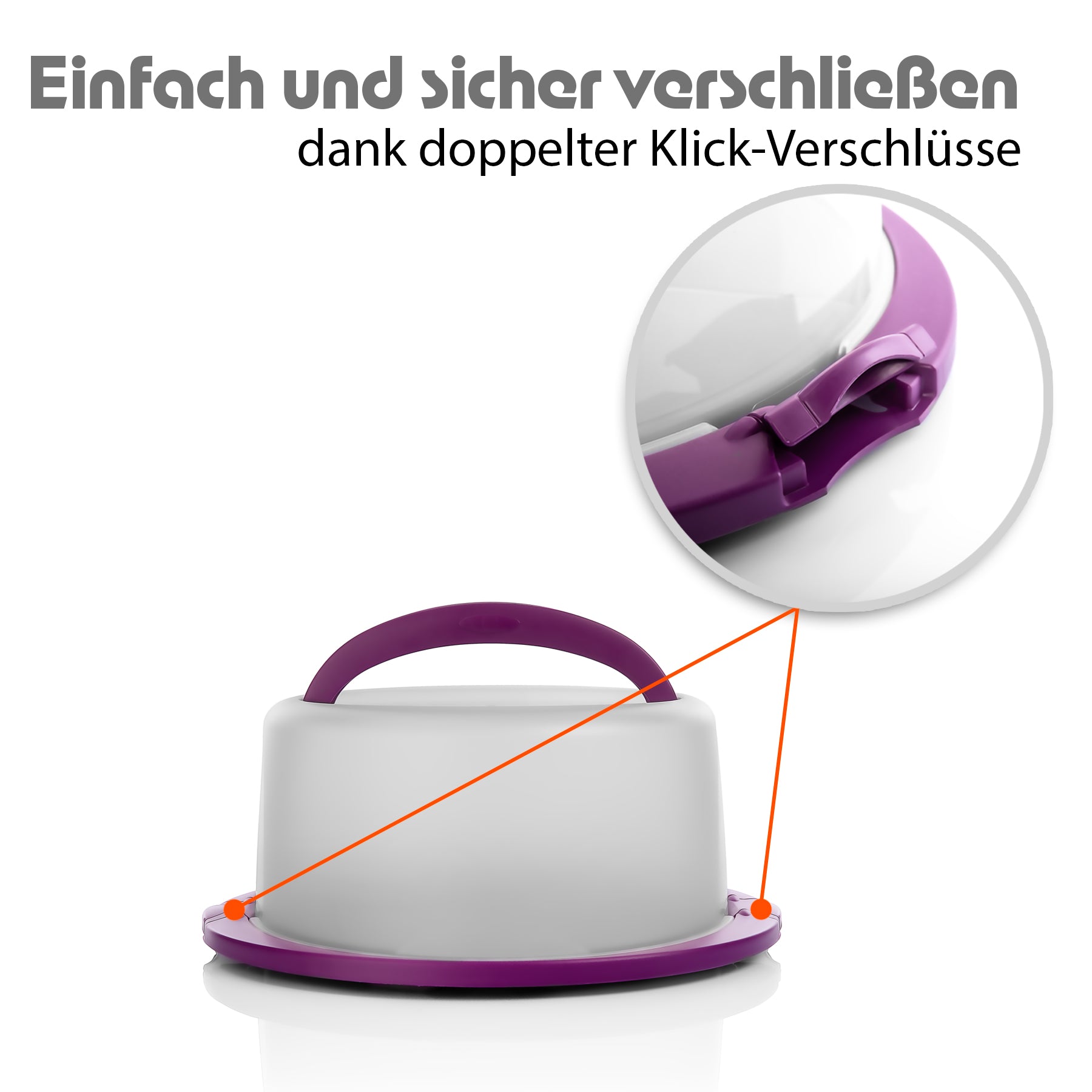 BigDean Küche & Vorrat Kuchen Transportbox Rund Brombeere