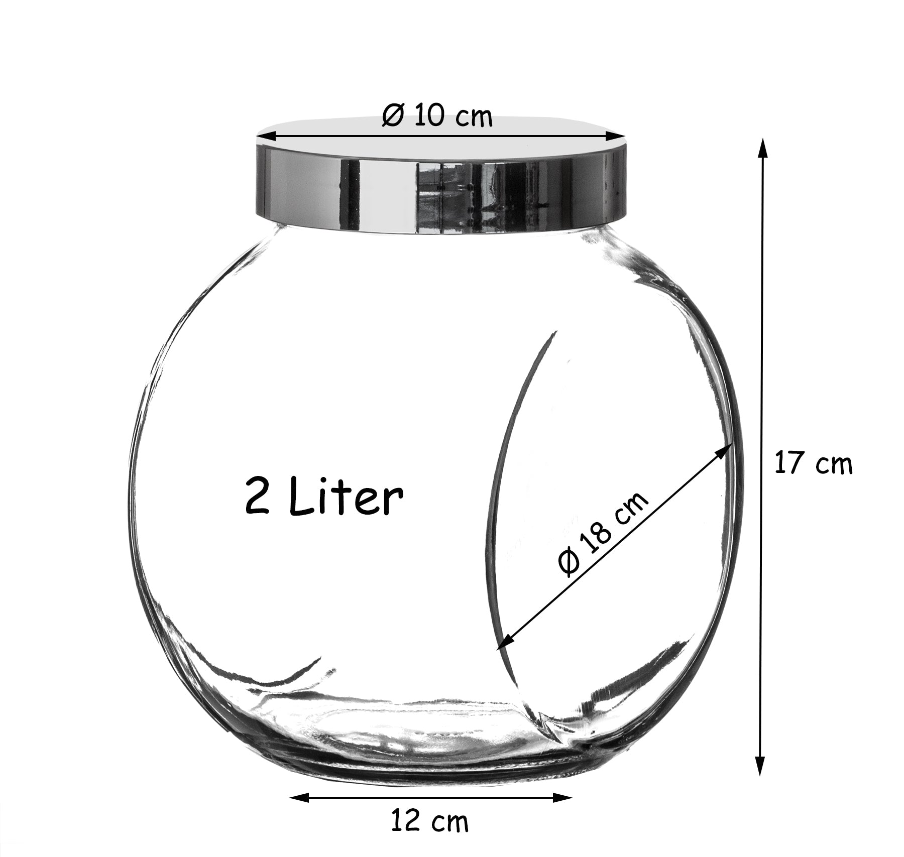 BigDean Bonbonglas 2 Liter mit Schraubdeckel Glas