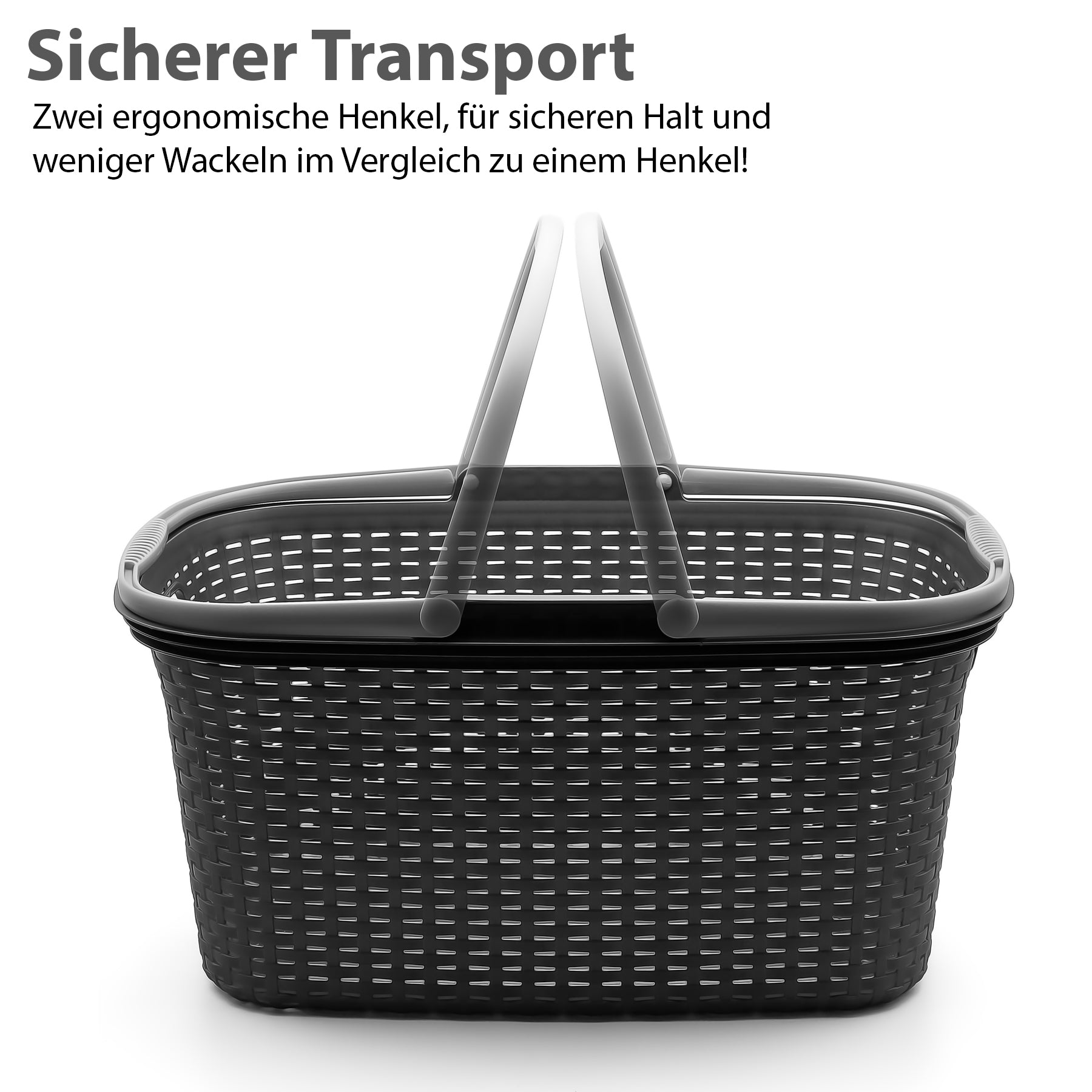 BigDean Wäschekorb 35L Rattan 2 Stück mit Henkel