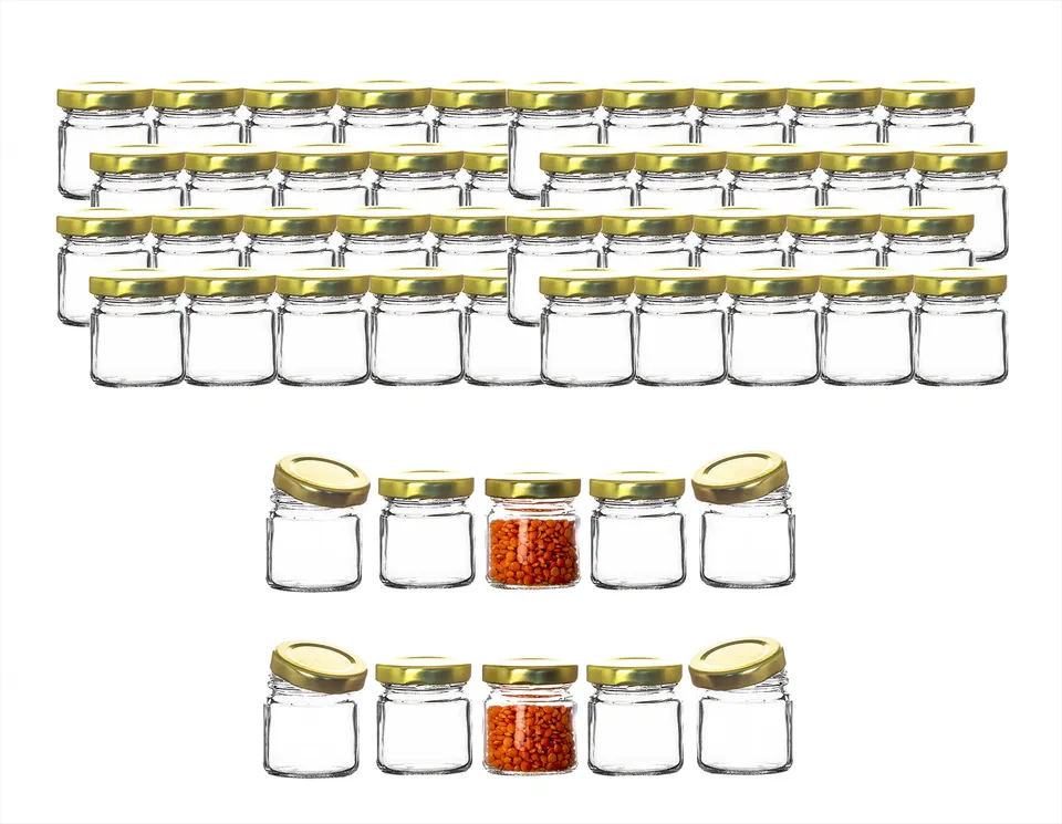BigDean Küche Marmeladengläser 53ml mit Schraub-Deckel 50er Set