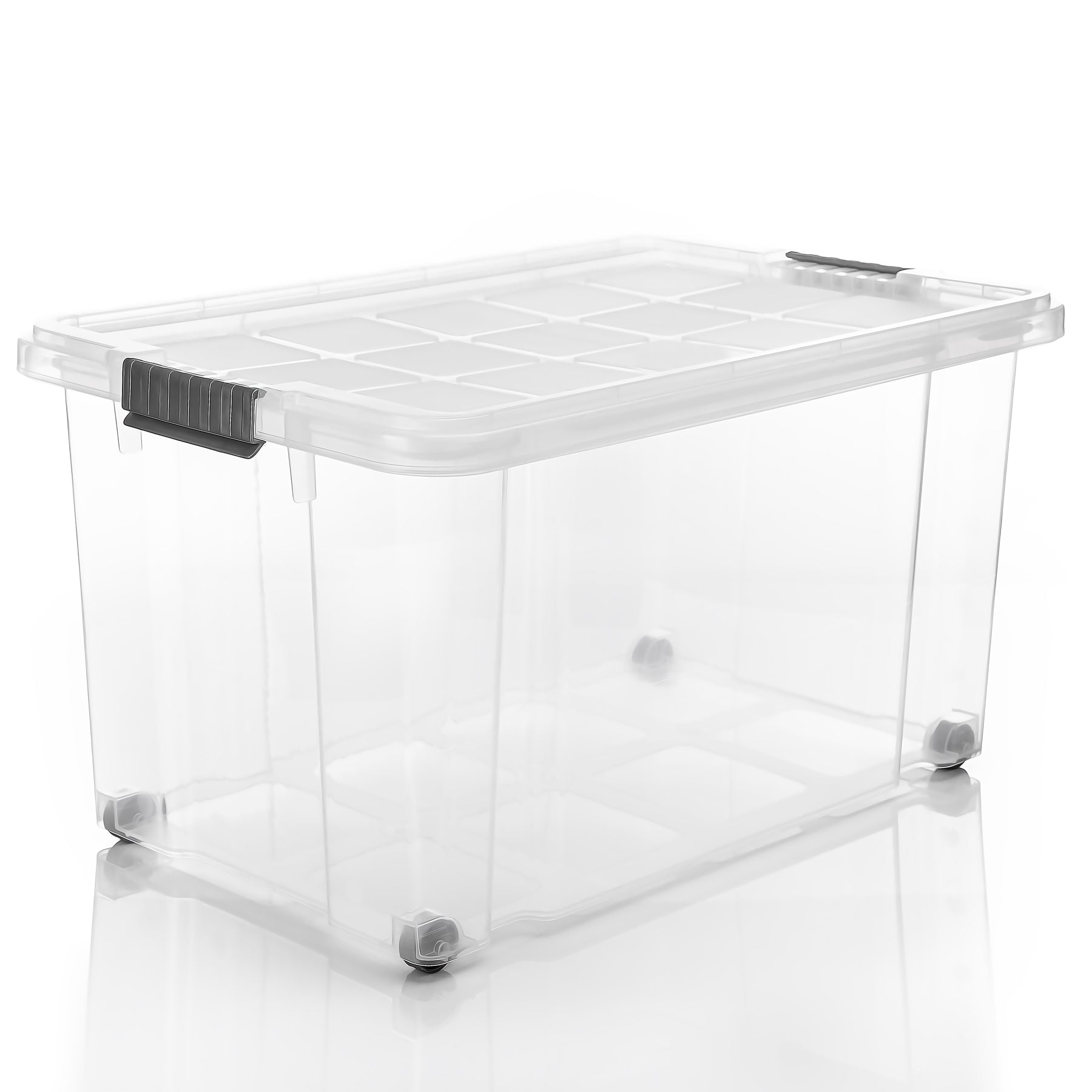 BigDean Aufbewahrungsbox 60 L transparent mit Deckel 2er Set