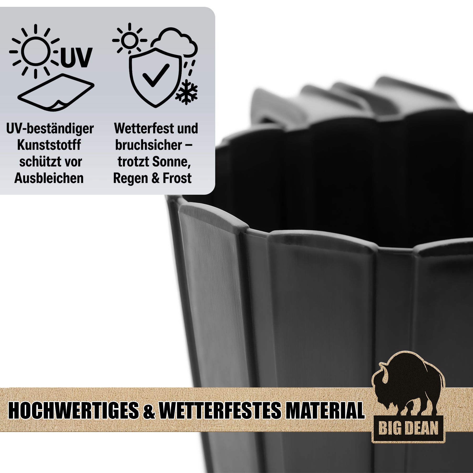 BigDean Blumenkasten Balkongeländer 39 cm Anthrazit Geländerkasten