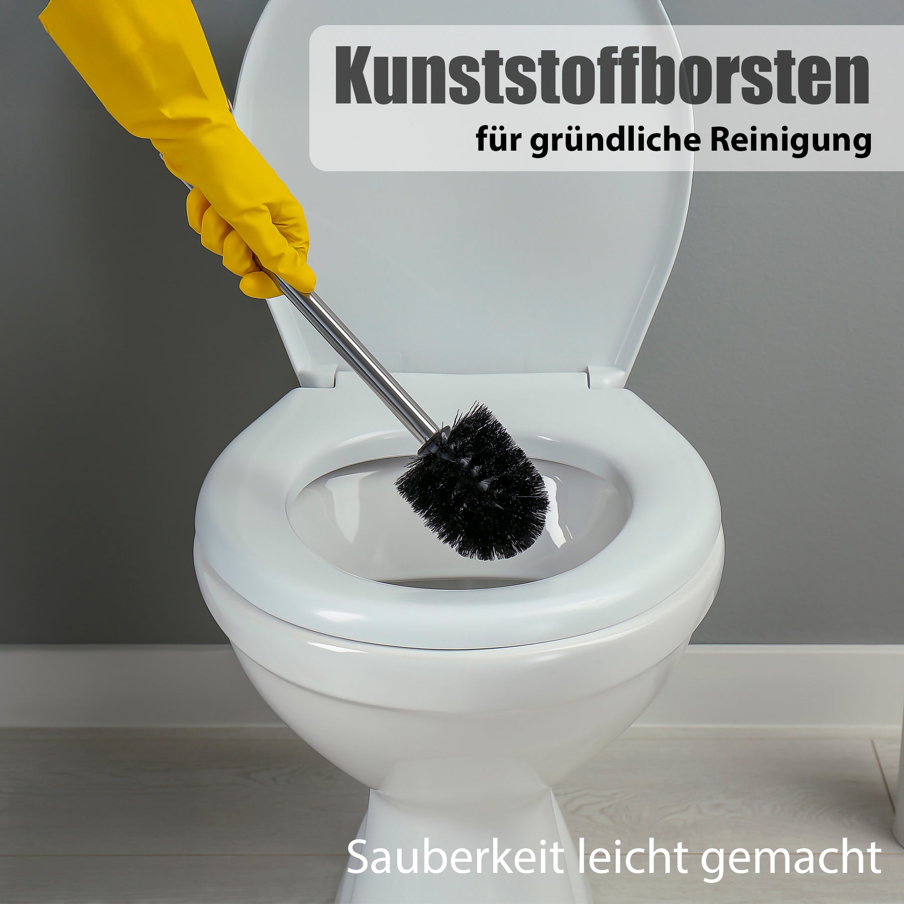 BigDean Klobürste Schwarz 4er Set abnehmbar 8cm