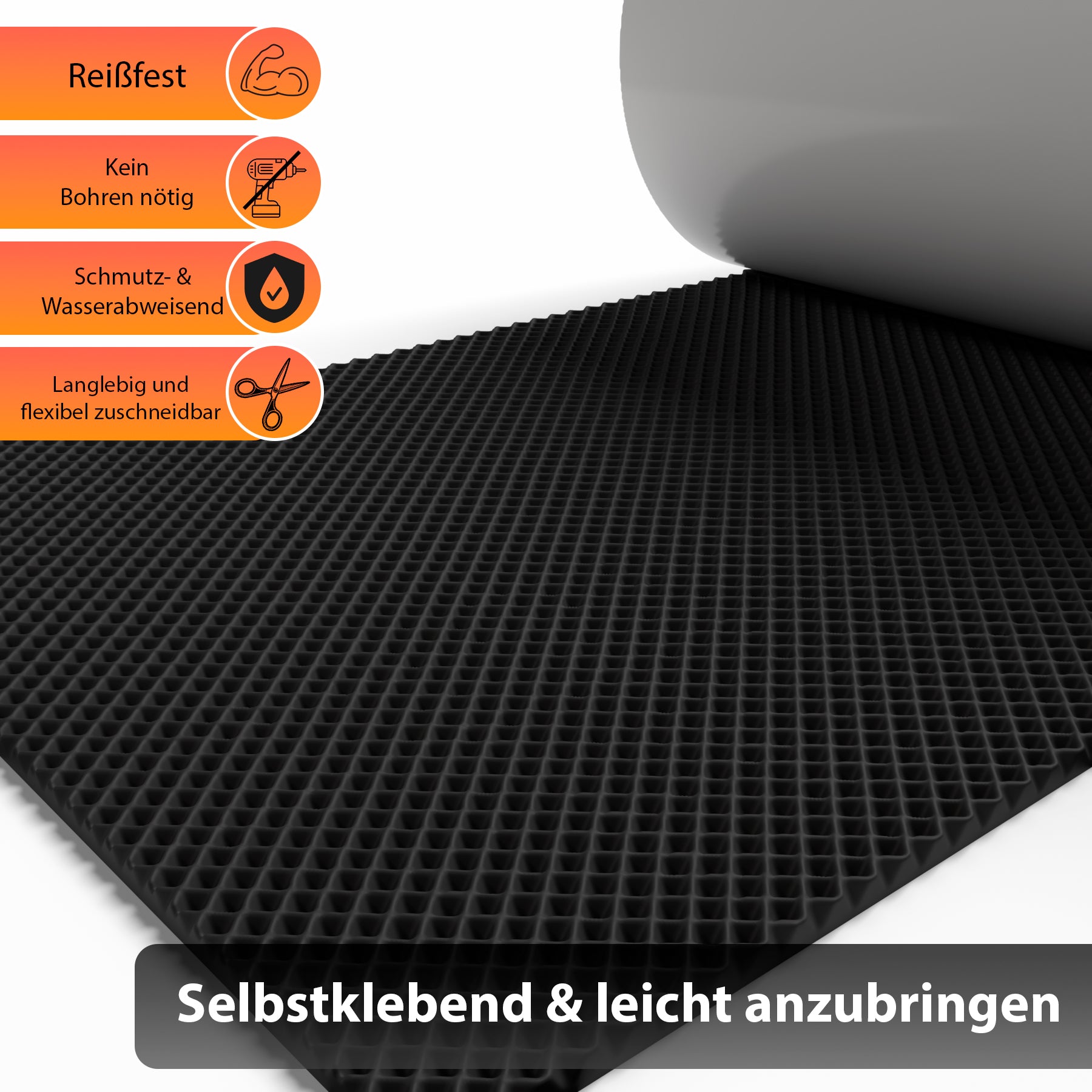 BigDean Garagen Wandschutz 2er Set selbstklebend 200x20cm Schwarz