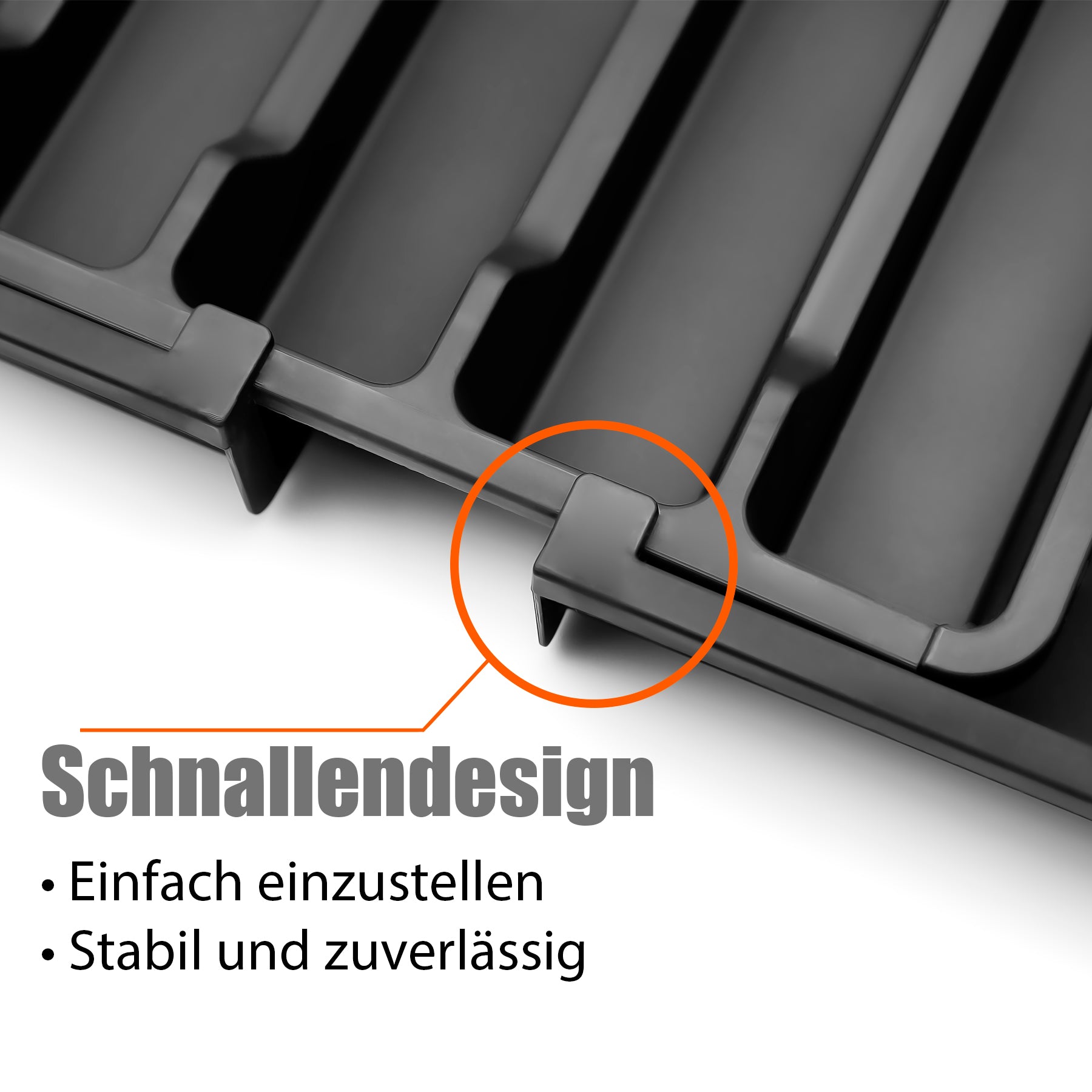 BigDean Küche Besteckeinsatz Schwarz ausziehbar 2 Stück Kunststoff