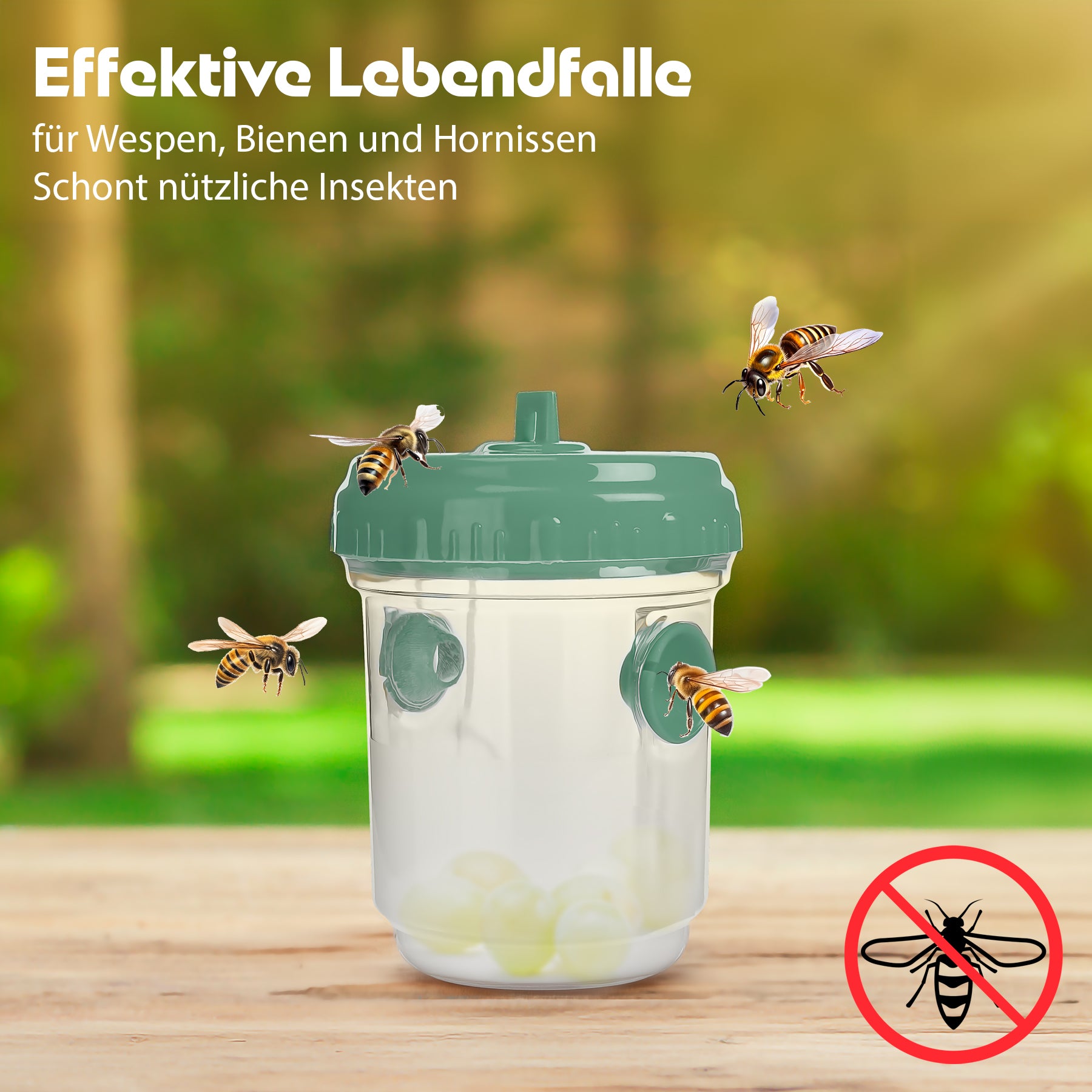 BigDean Wespenfalle Outdoor Grün Ø9x13cm Fliegenfalle 3Stk
