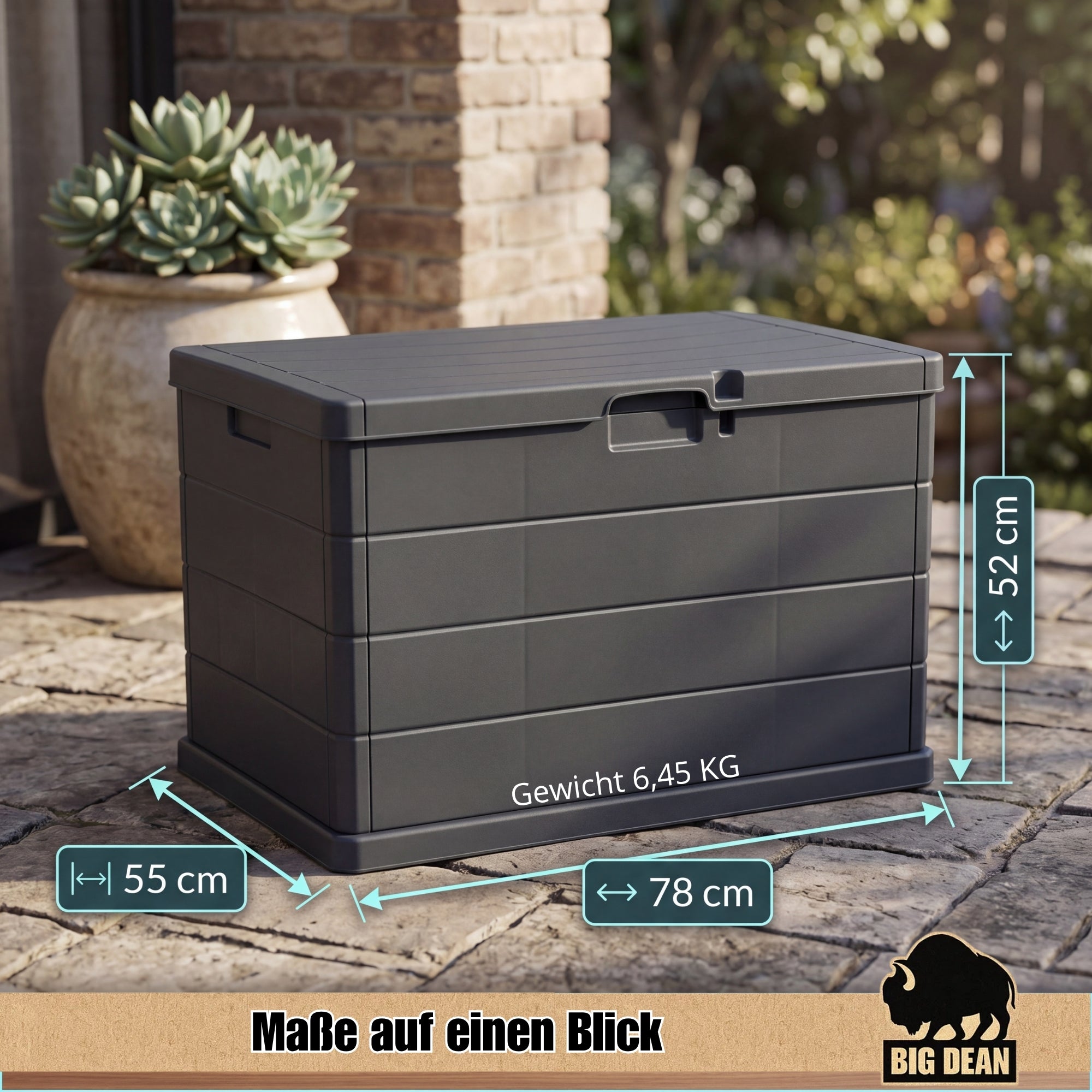 BigDean Aufbewahrung Gartenbox 78x55x52 cm 170L abschließbar
