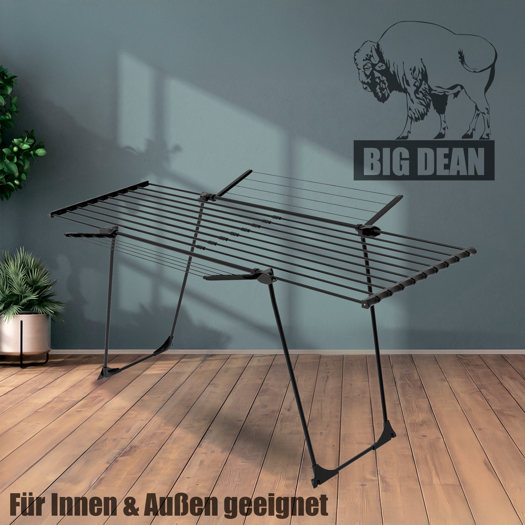 BigDean Jumbo Wäscheständer Schwarz 28m ausziehbar