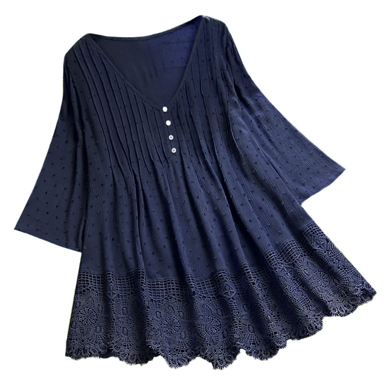 Luadnysin Tops Tunika 3/4 Arm Spitze Rot 3XL