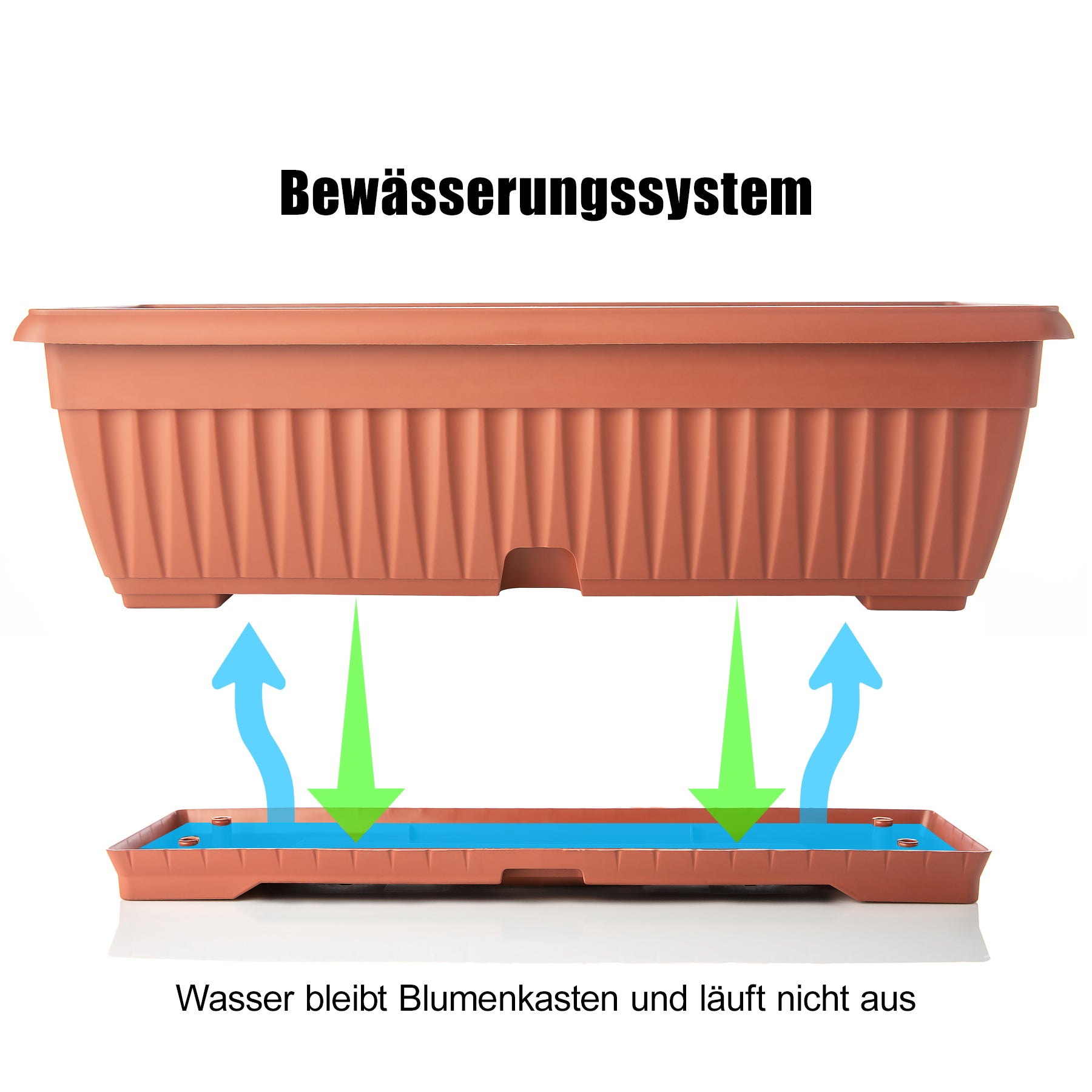 BigDean Blumenkasten Terracotta 50cm 3er Wasserspeicher