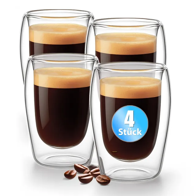 BigDean Küche & Vorrat Espressogläser 80ml 4er doppelwandig