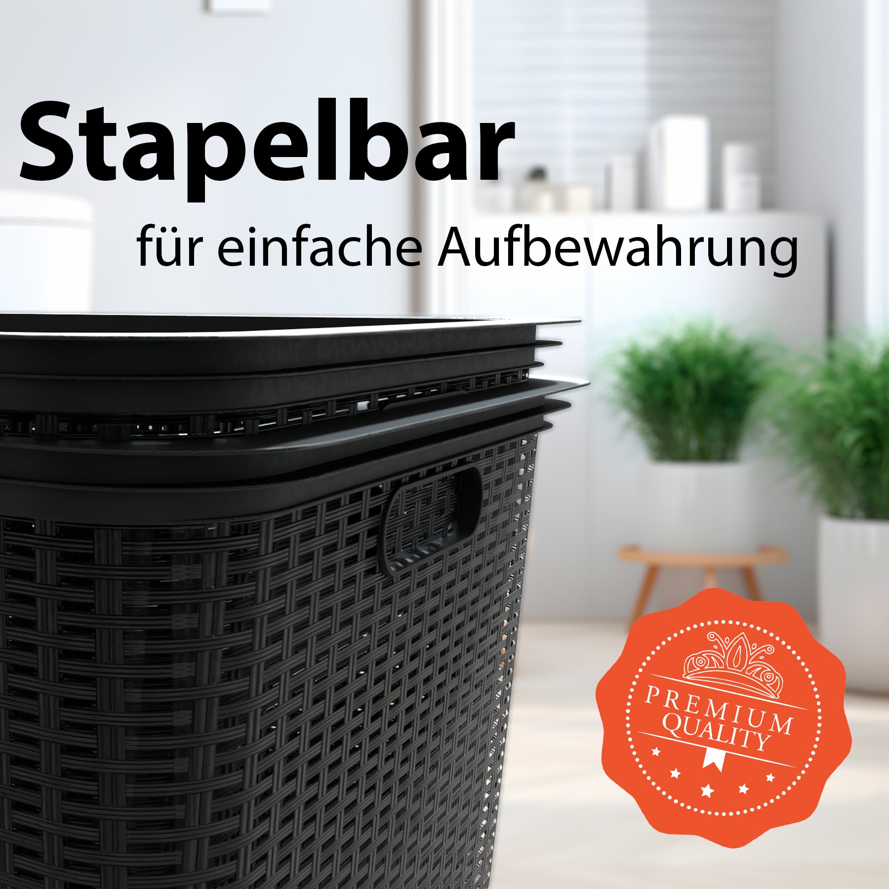 BigDean Haushalt & Alltag Wäschekorb 59x39x26 cm Rattan 2 Stück