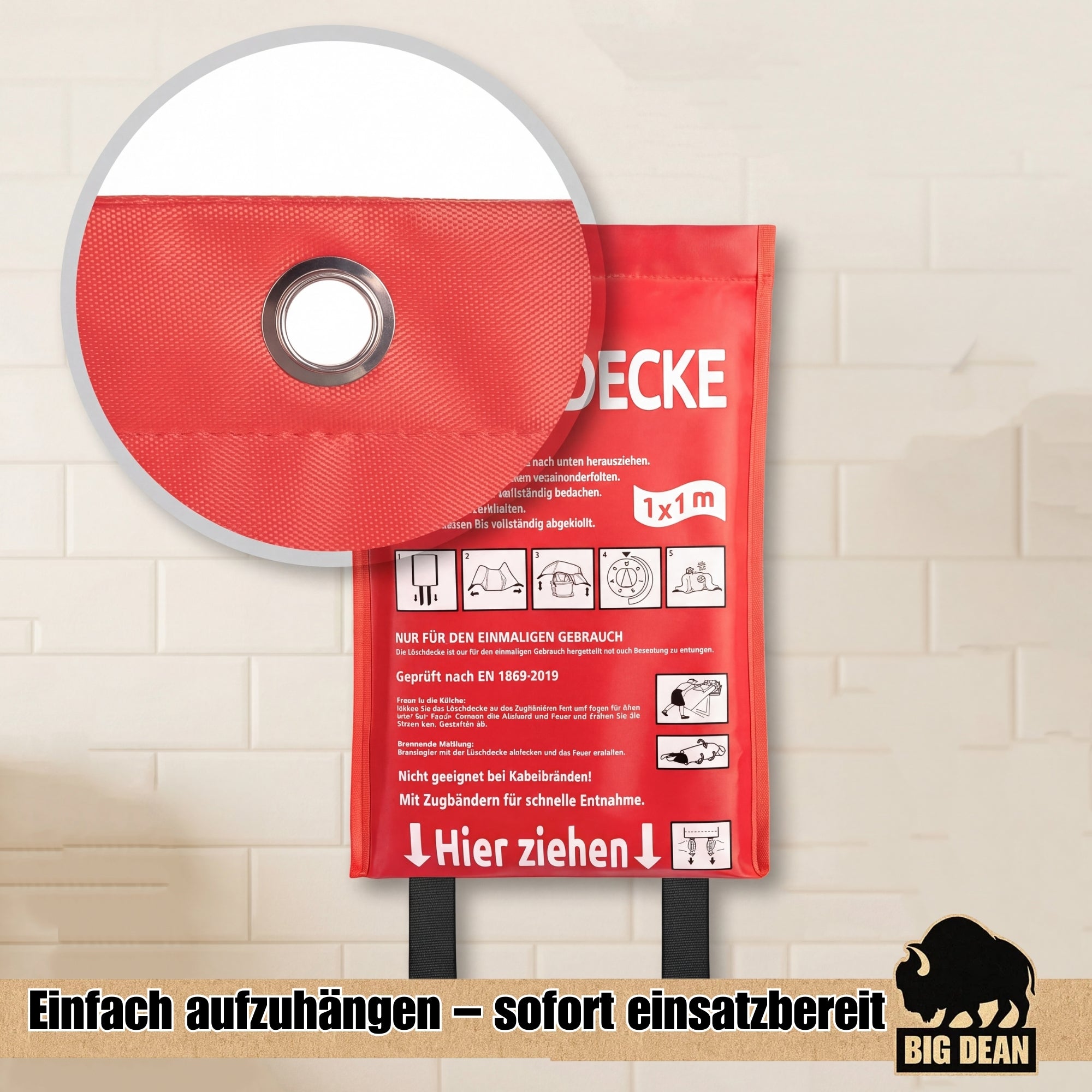 BigDean Brandschutz-Set 1kg Feuerlöscher + Löschdecke ABC