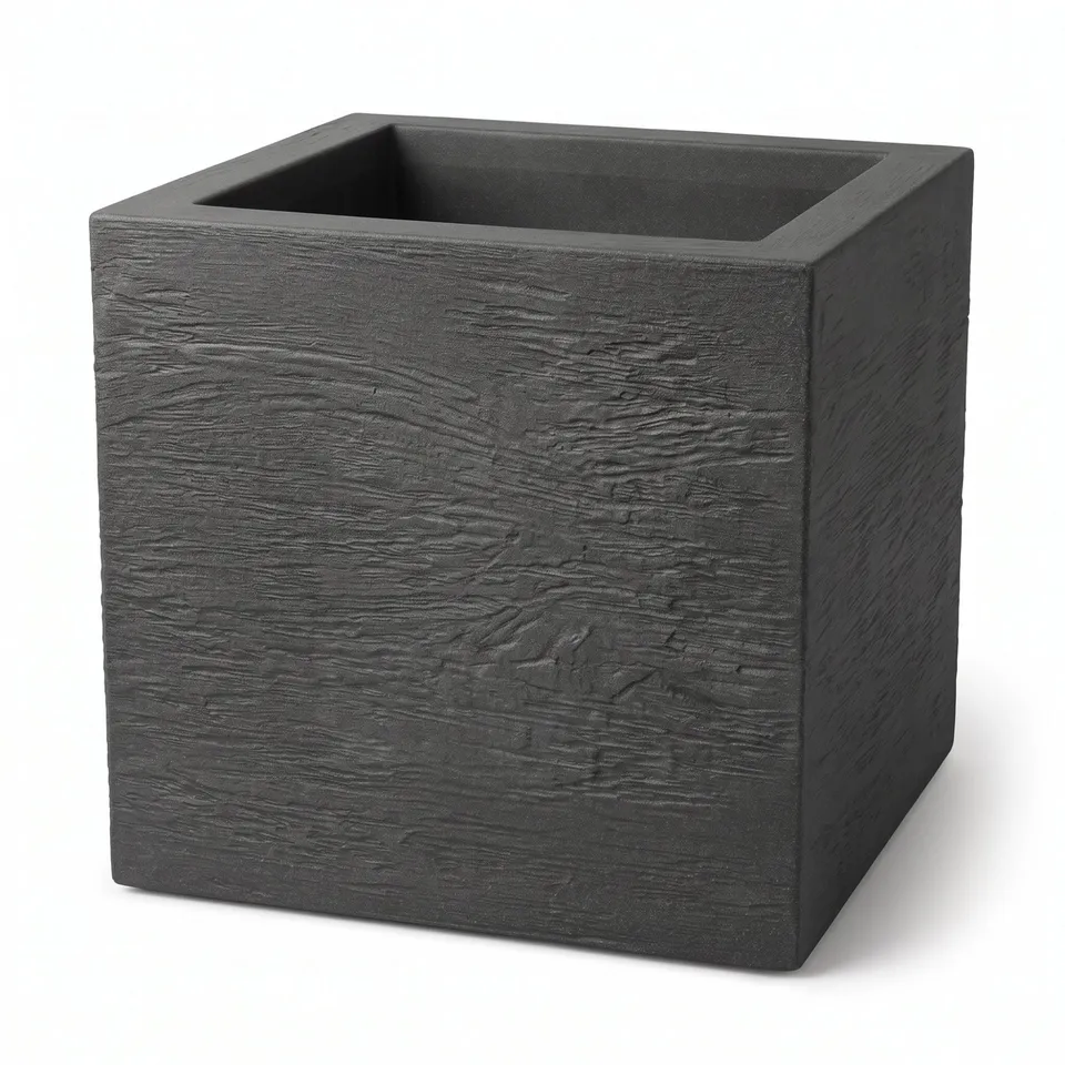 BigDean Pflanzkübel Anthrazit 39x39 cm quadratisch 2er Set
