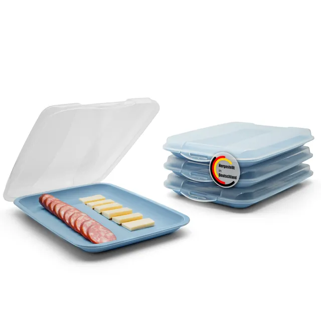BigDean Aufschnittboxen 4er stapelbar Frischhaltedosen grau