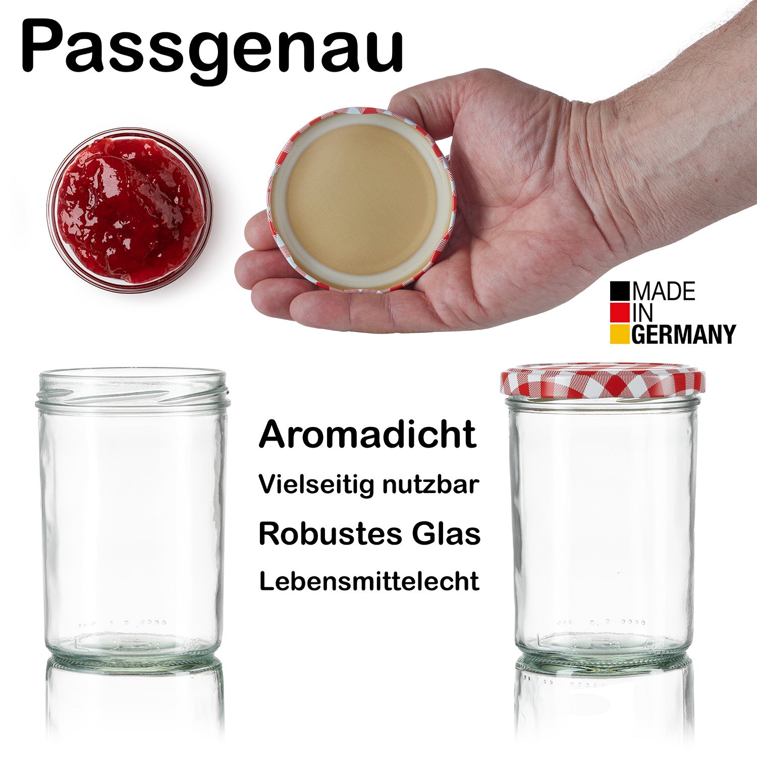 BigDean Sturzgläser 435ml Rot Kariert 24 Stück TO82