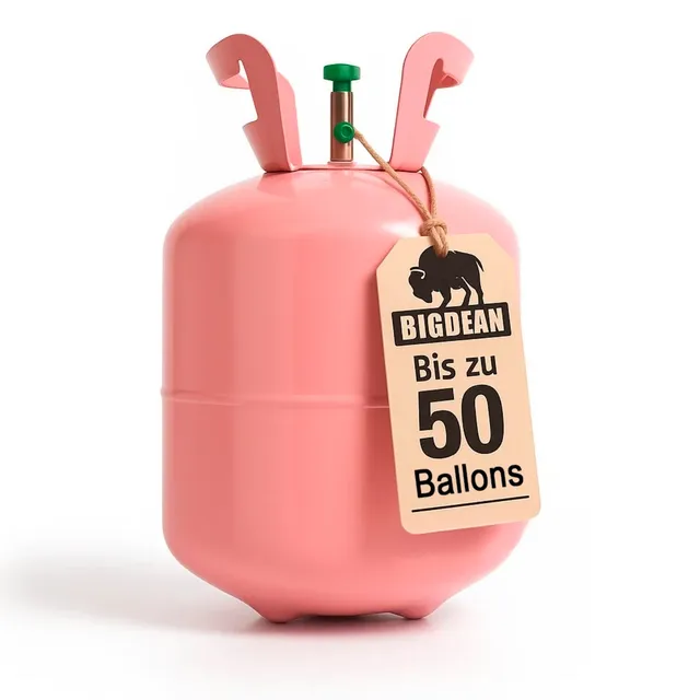 BigDean Helium Gasflasche XXL Ballongas für 50 Ballons