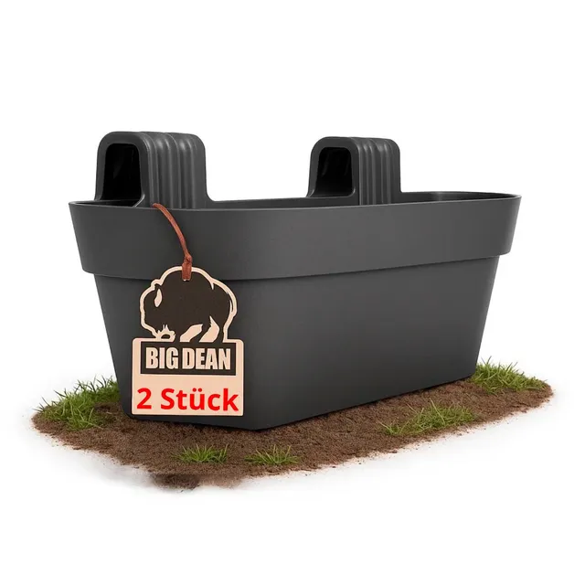 BigDean Garten 2x Blumenkasten 50cm Anthrazit mit Wasserspeicher