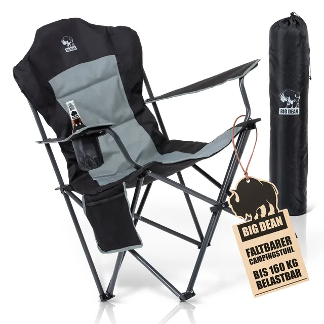 BigDean Garten Campingstuhl Faltbar 160kg Hochlehner Gepolstert XXL